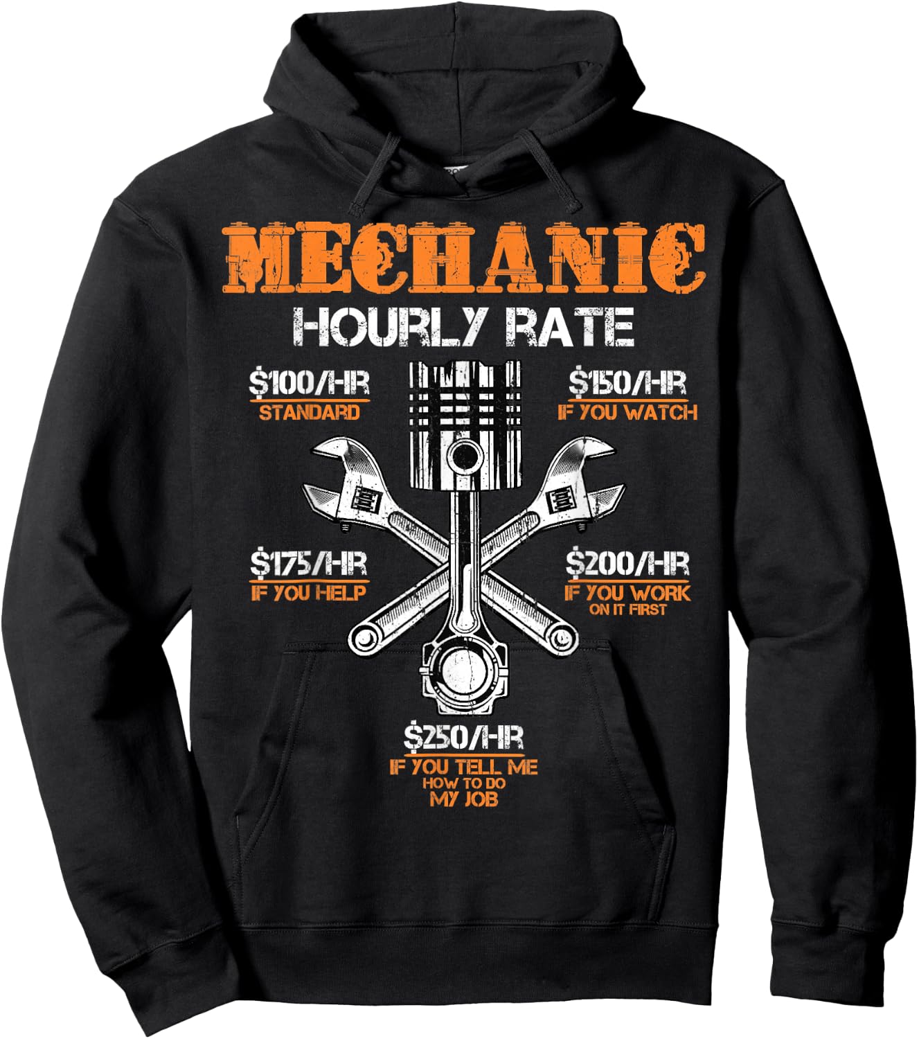 Funny Mechanic Hourly Rate Gift Shirt Labor Rates Hoodie - Hoodie | Black
