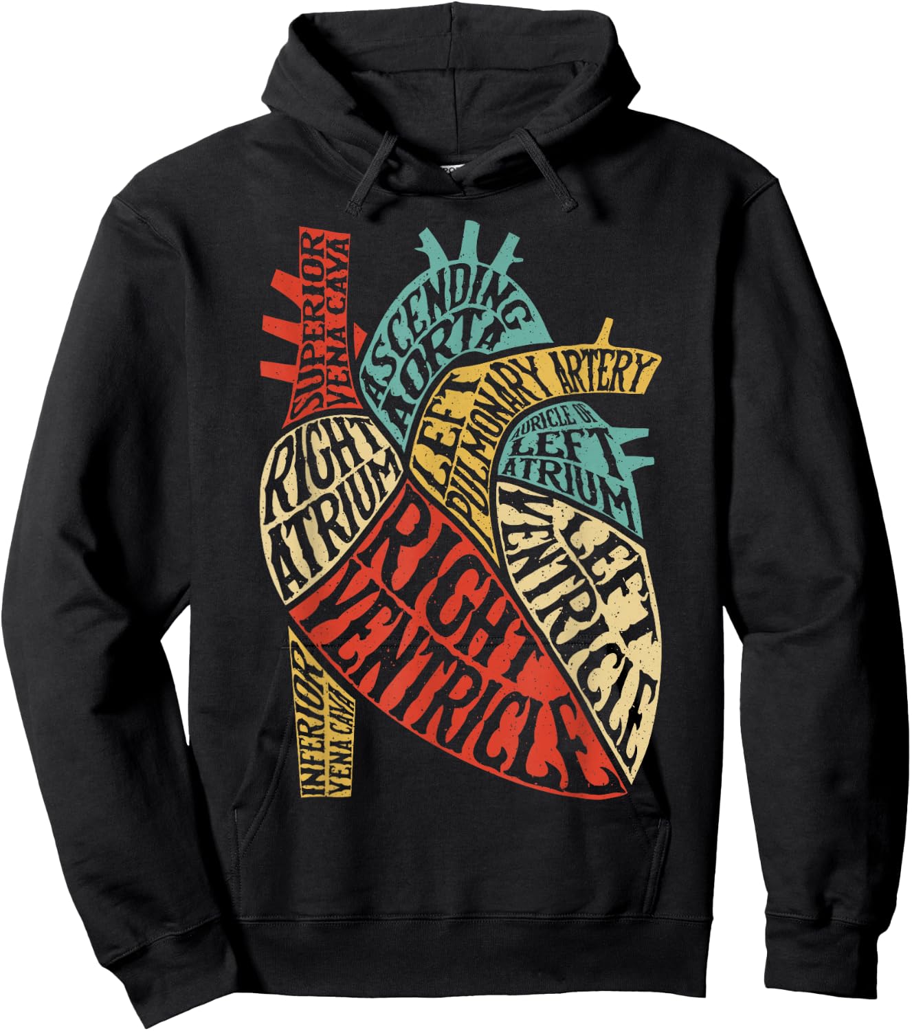 Heart Typography Anatomy Science Biology Biologist Men Women Hoodie - Hoodie | Black