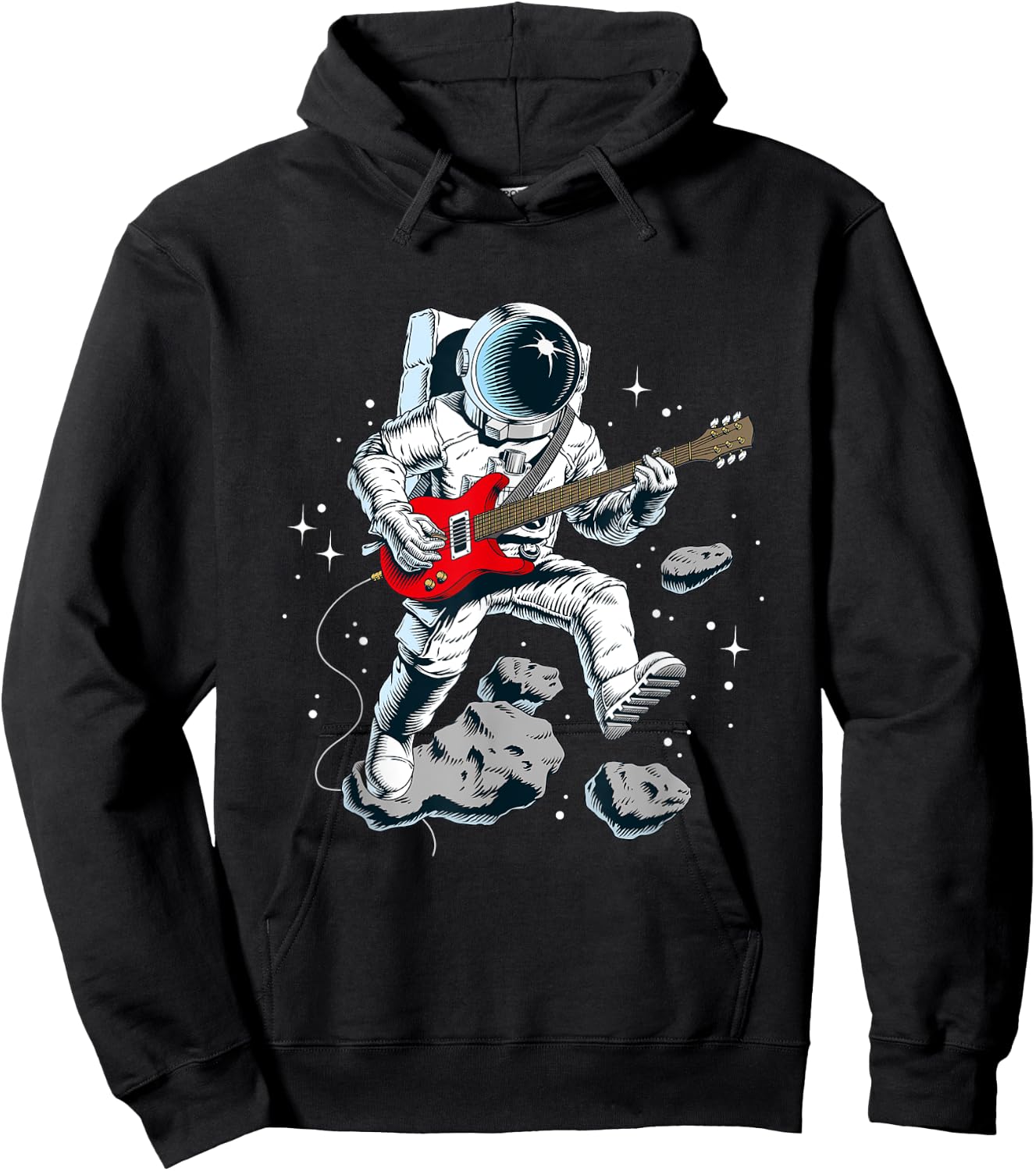 Wear Cool Space Astronaut Rock & Roll Music Guitar Graphic Hoodie - Hoodie | Black