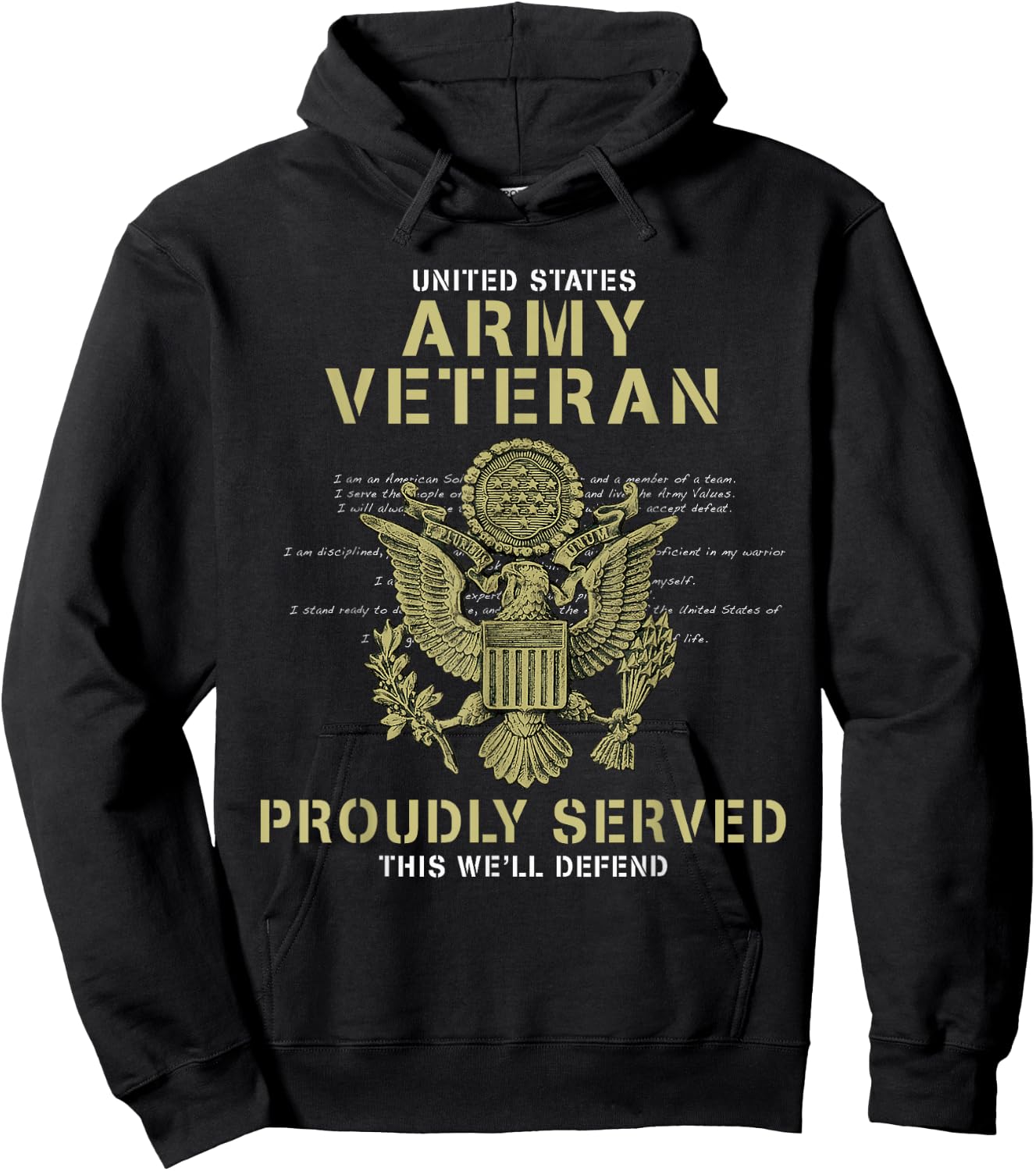 Army Veteran Proudly Served Hoodie - Hoodie | Black