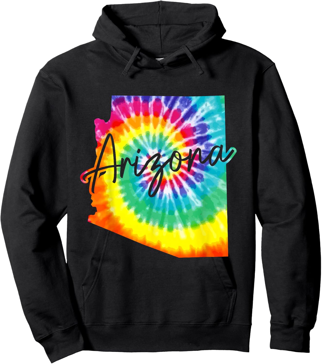 Arizona Tie Dye State Map Pride Hippie Vintage Retro Hoodie - Hoodie | Black