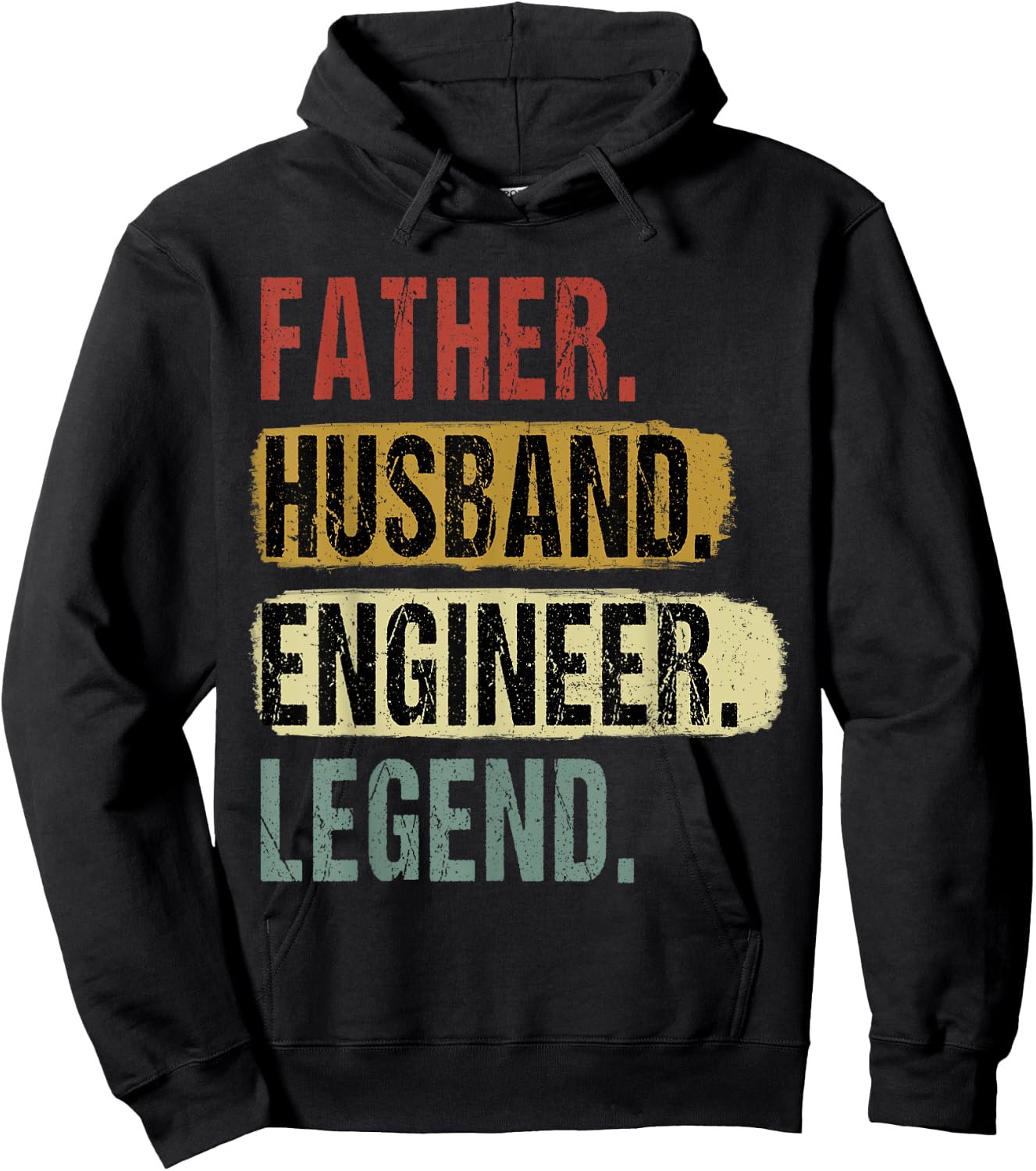 Father Husband Engineer Legend Vintage Dad Father's Day Hoodie - Hoodie | Black