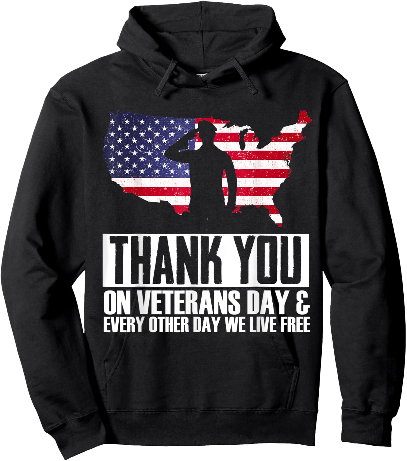 Thank You Every Day We Live Free Patriotic Veterans Day Hoodie - Hoodie | Black