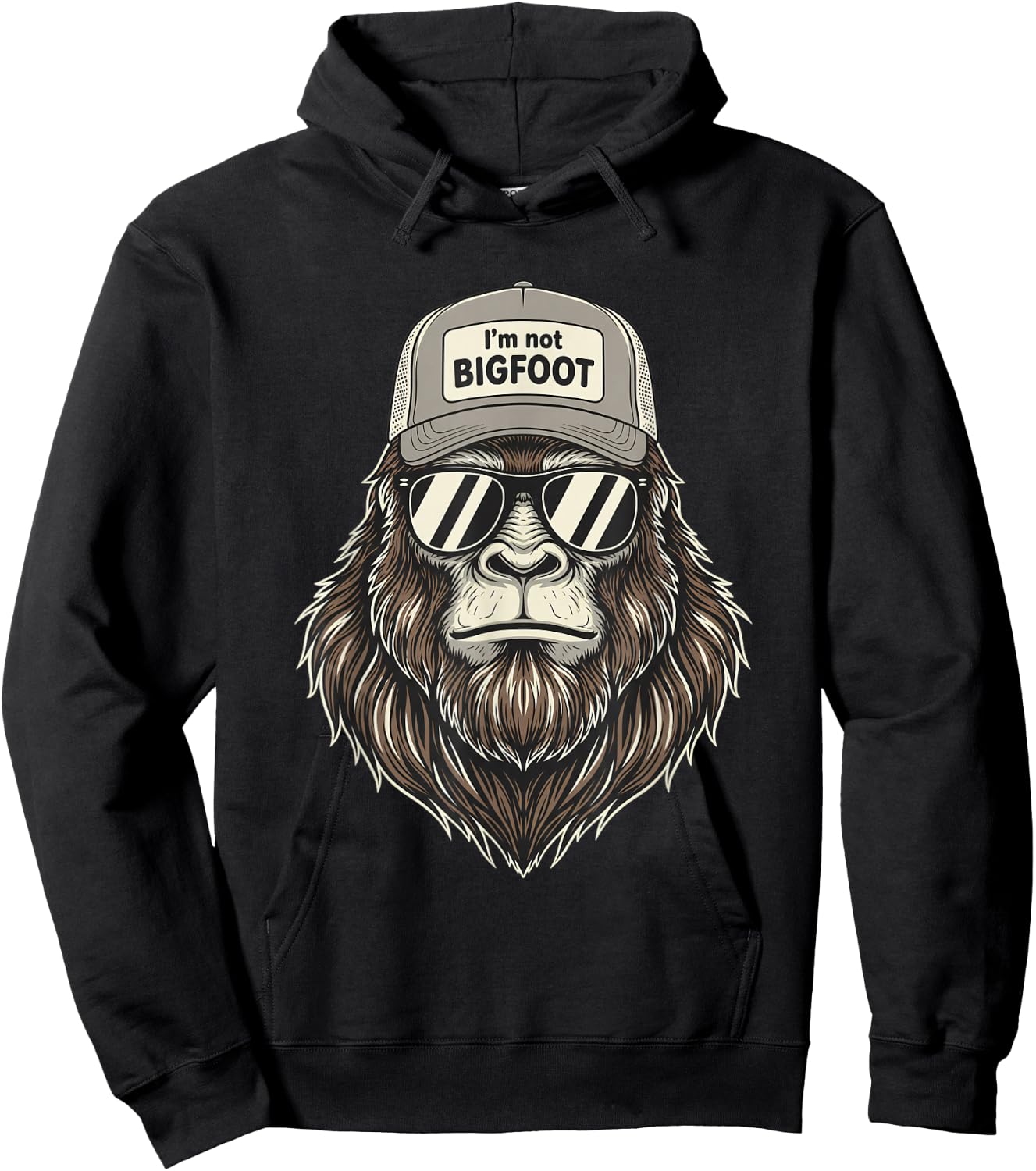 I'm Not Bigfoot Trucker Sunglasses Outdoors Men Hoodie - Hoodie | Black