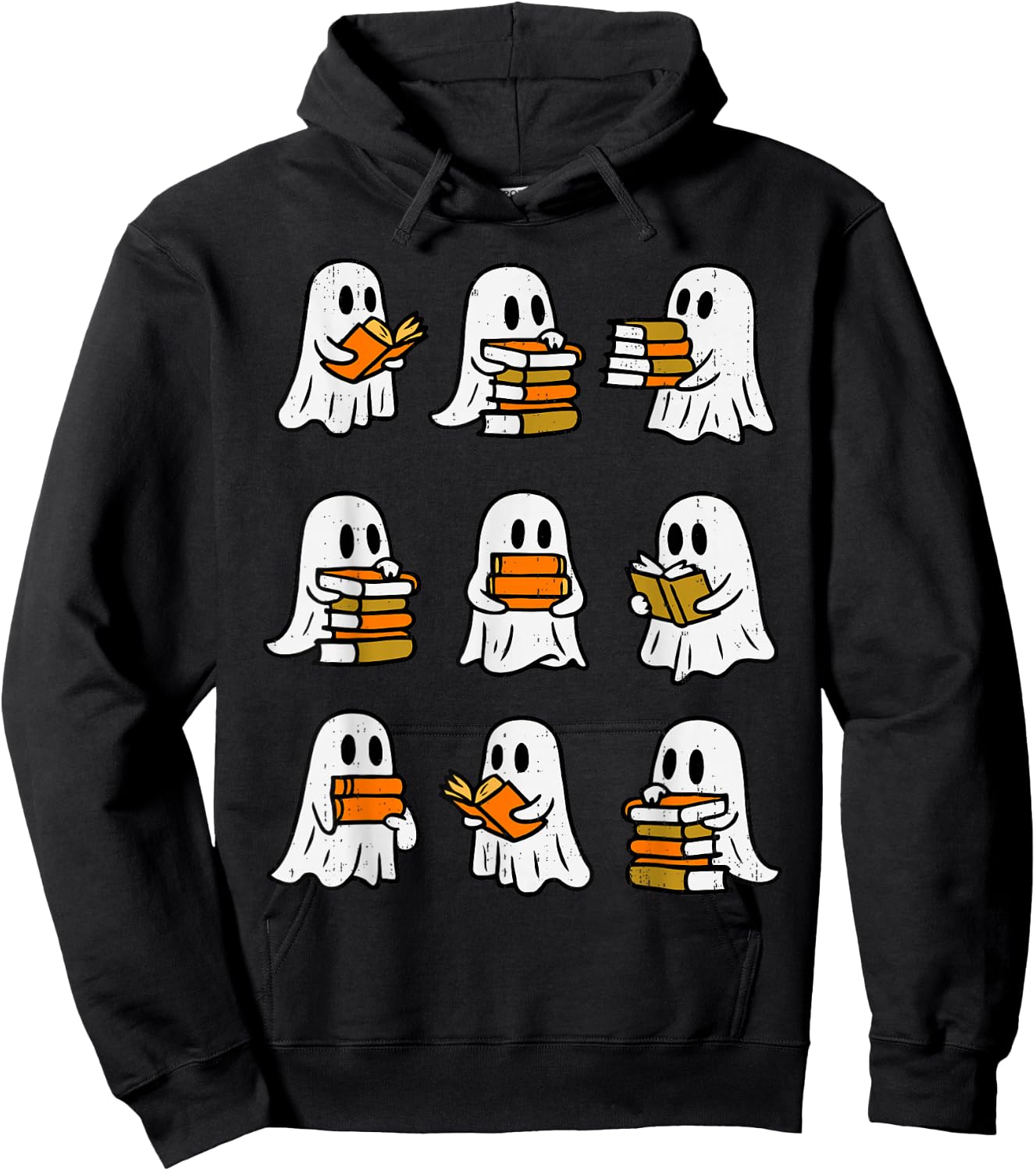 Ghost Reading Book Halloween Librarian Teacher Book Lover Hoodie - Hoodie | Black