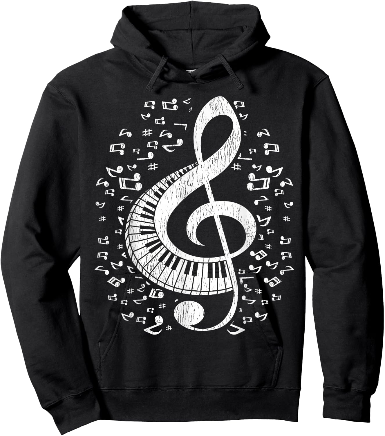 Musician Pianist Music Notes Keyboard Treble Clef Piano Hoodie - Hoodie | Black