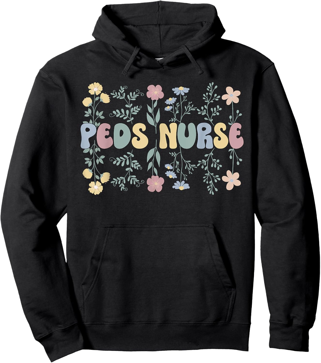 Groovy Peds Nurse Flowers Pediatric Nursing Hoodie - Hoodie | Black