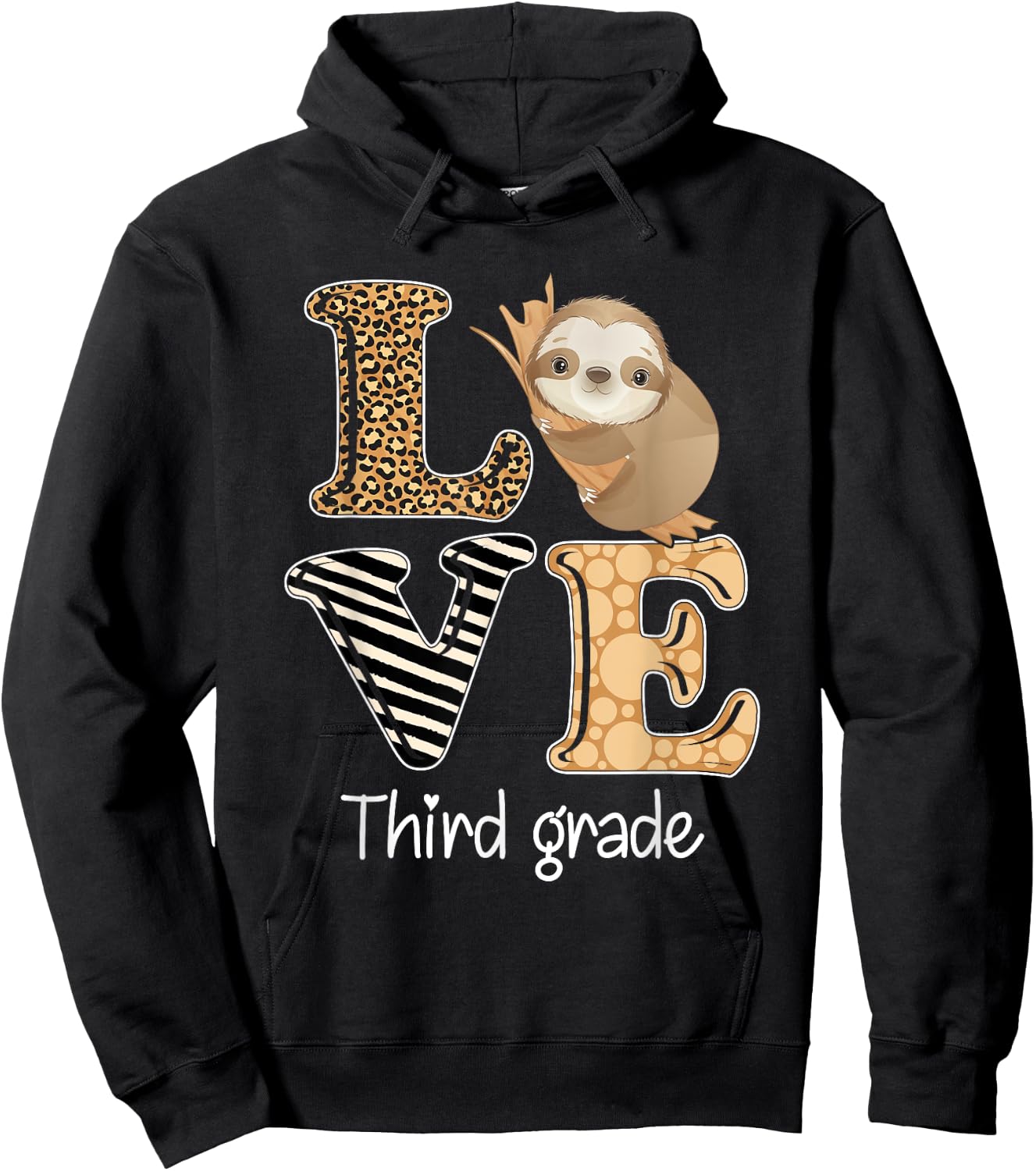 Love Third Grade Sloth 3rd Grade Teacher Back To School Hoodie - Hoodie | Black