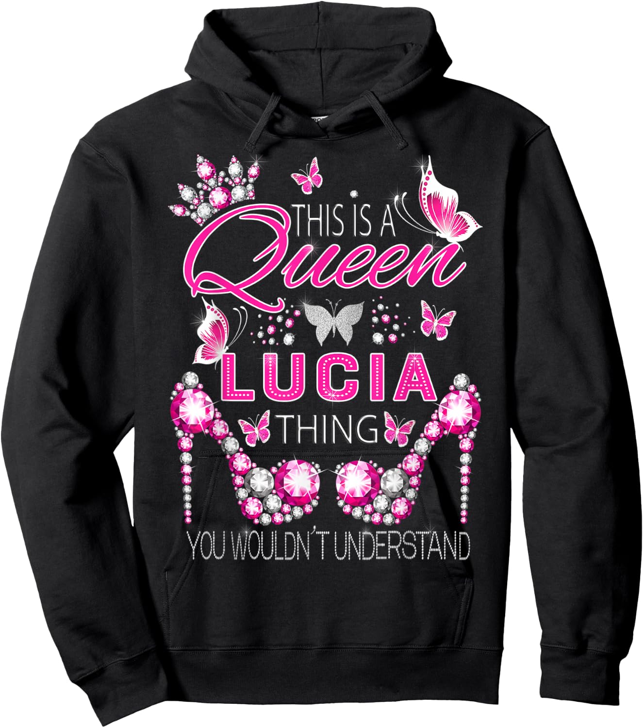 This is a queen Lucia thing personalized name birthday Hoodie - Hoodie | Black