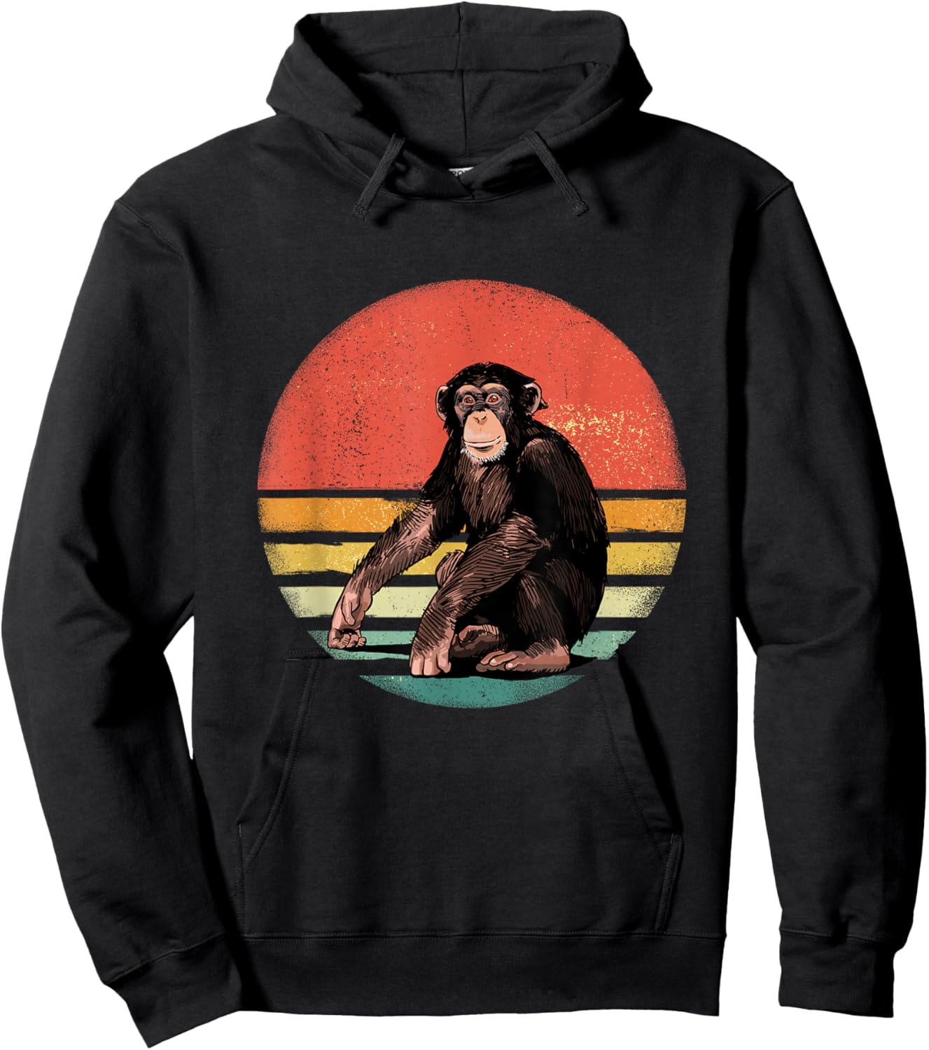 Chimpanzee Monkey Shirt Retro Vintage Chimp Wild Zoo Animal Hoodie - Hoodie | Black