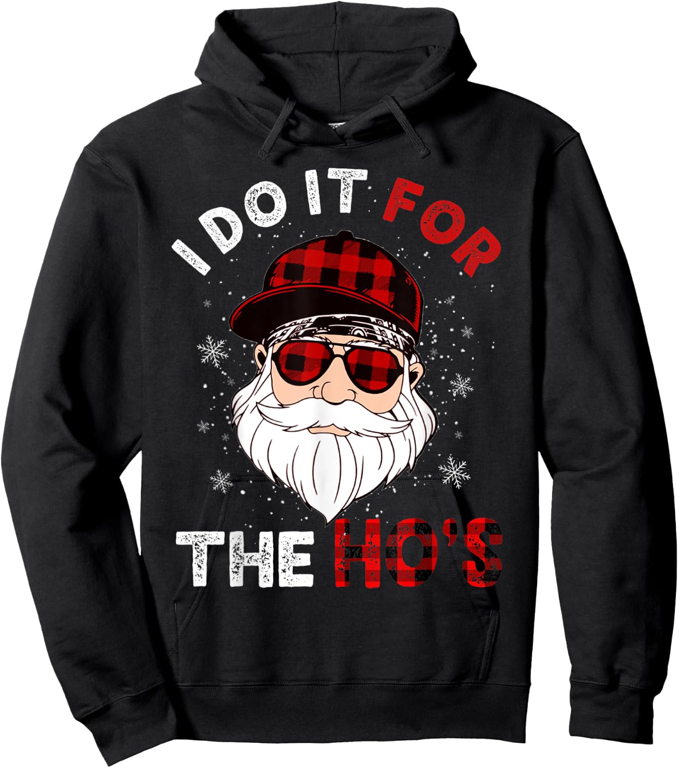 I Do It For The Ho's Funny Buffalo Plaid Christmas Men Santa Hoodie - Hoodie | Black