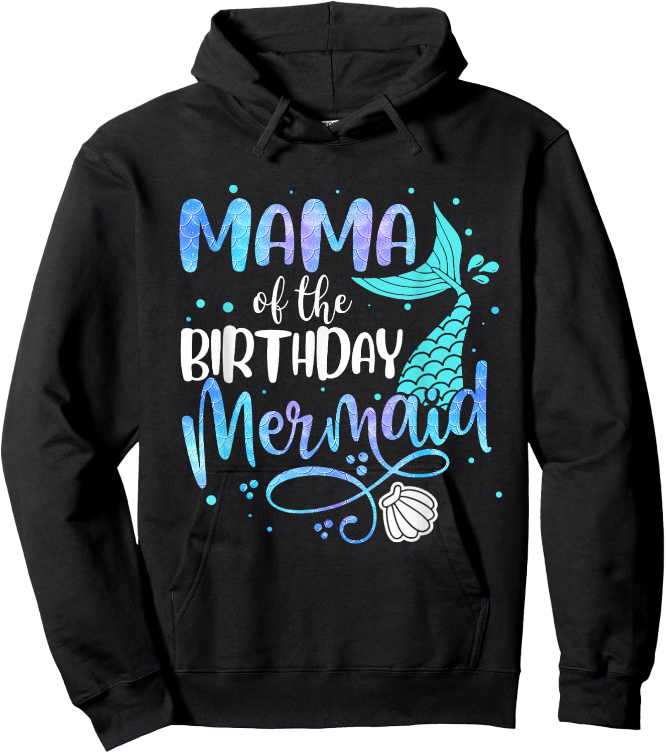 Mama of the Birthday Mermaid Family Matching Mom Daughter Hoodie - Hoodie | Black
