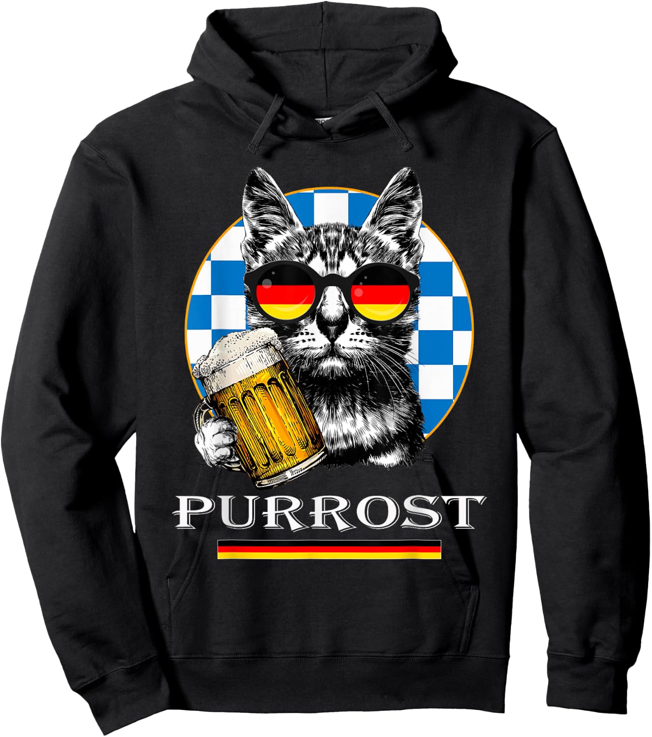 Cat Purrost Oktoberfest Vintage Drinking Kitty Kitten Beer Hoodie - Hoodie | Black