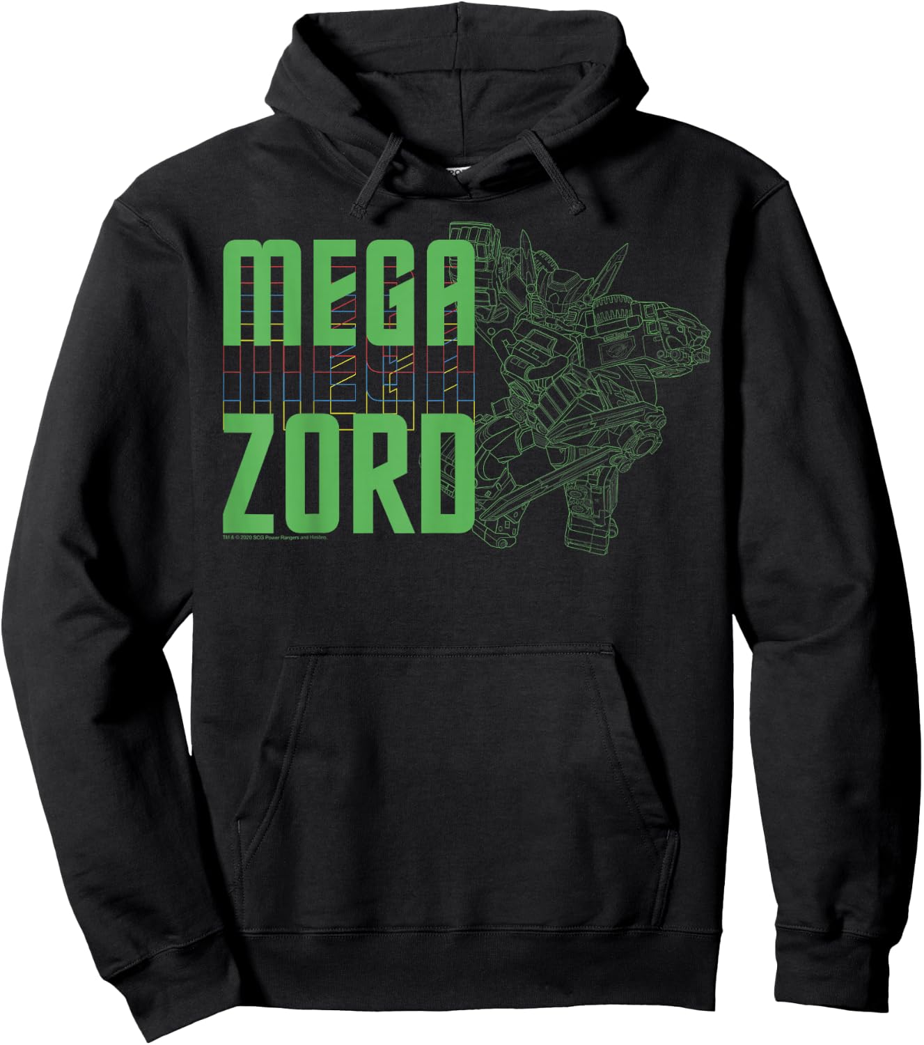 Power Rangers Megazord Line Art Stack Hoodie - Hoodie | Black