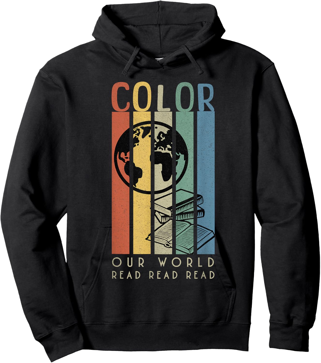 Color Our World READ Globe and Books Hoodie - Hoodie | Black