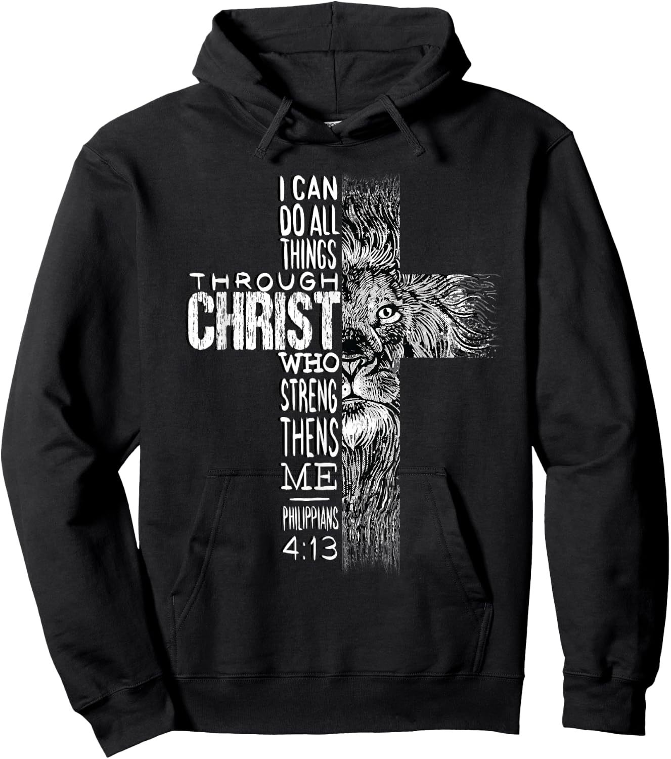 Christian Jesus Lion of Tribe Judah Cross Lion of Judah Hoodie - Hoodie | Black