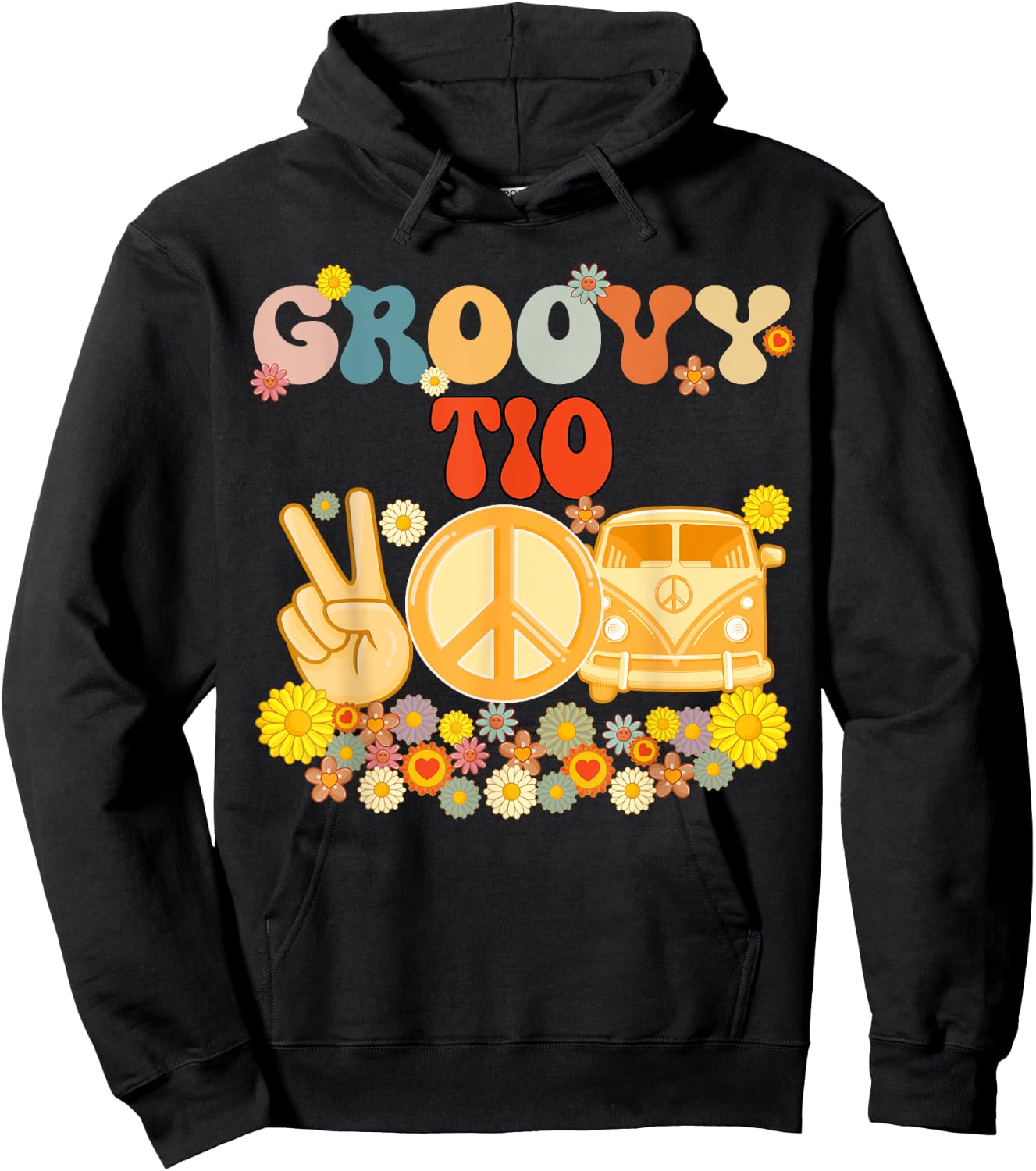 Groovy Tio Retro Matching Family Baby Shower Father's Day Hoodie - Hoodie | Black