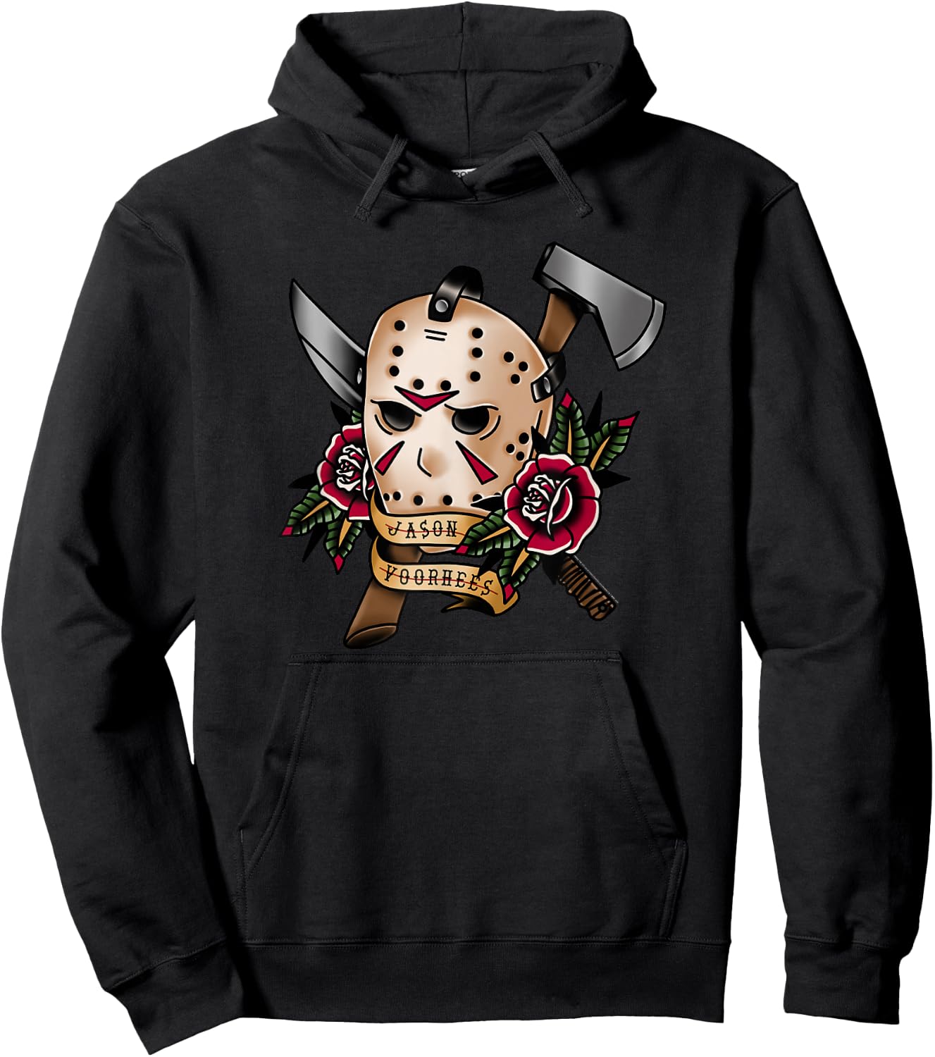 Friday The 13th Jason Classical Art Tattoo Style Hoodie - Hoodie | Black