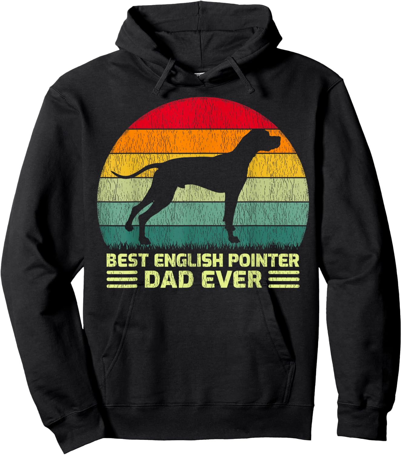 Funny Vintage Best English Pointer Dad Ever Father's Day Hoodie - Hoodie | Black