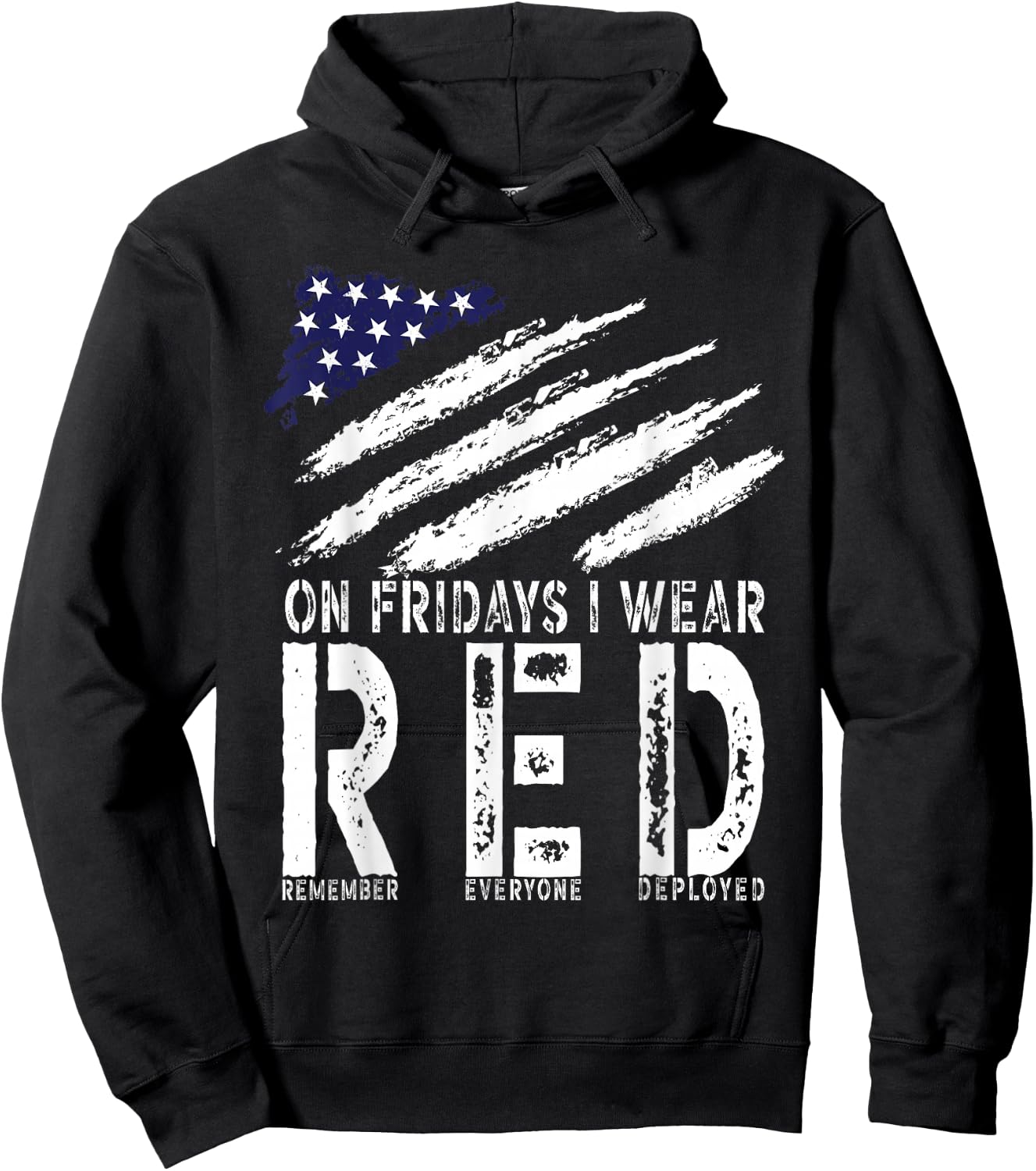 On Fridays I Wear Red USA Support American Troops Hoodie - Hoodie | Black