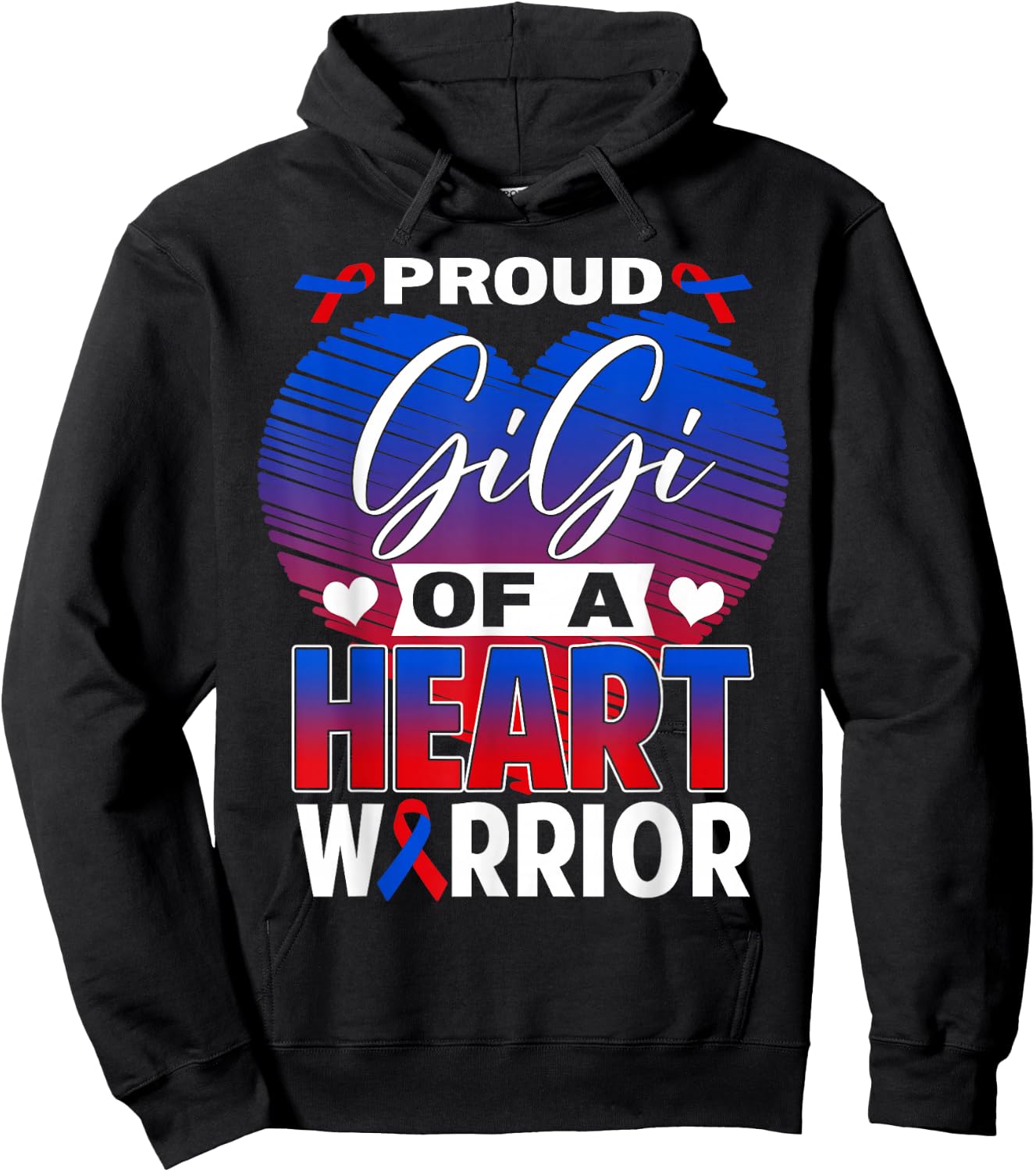 Proud Gigi of A Heart Warrior CHD Awareness Month Hoodie - Hoodie | Black