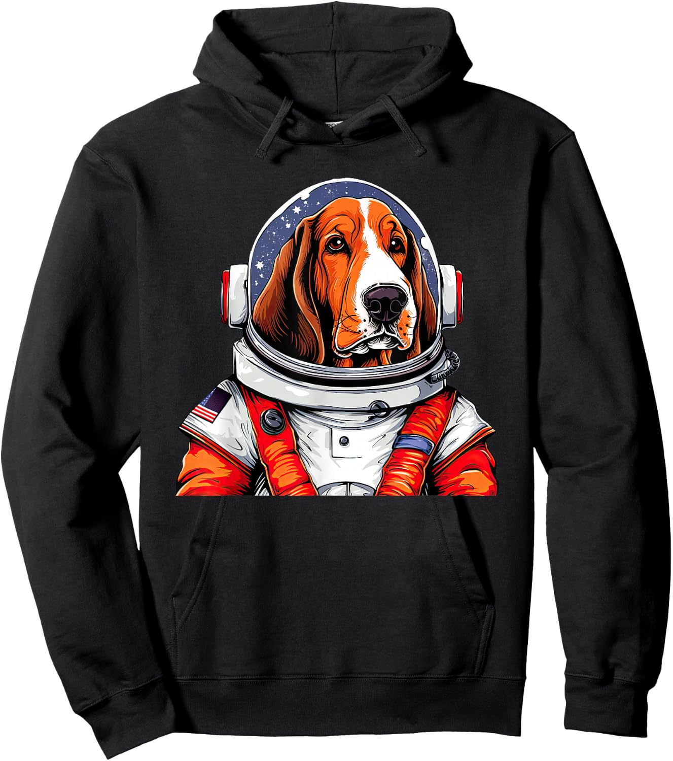 Basset Hound Astronaut Funny Dog Space Suit Hoodie - Hoodie | Black