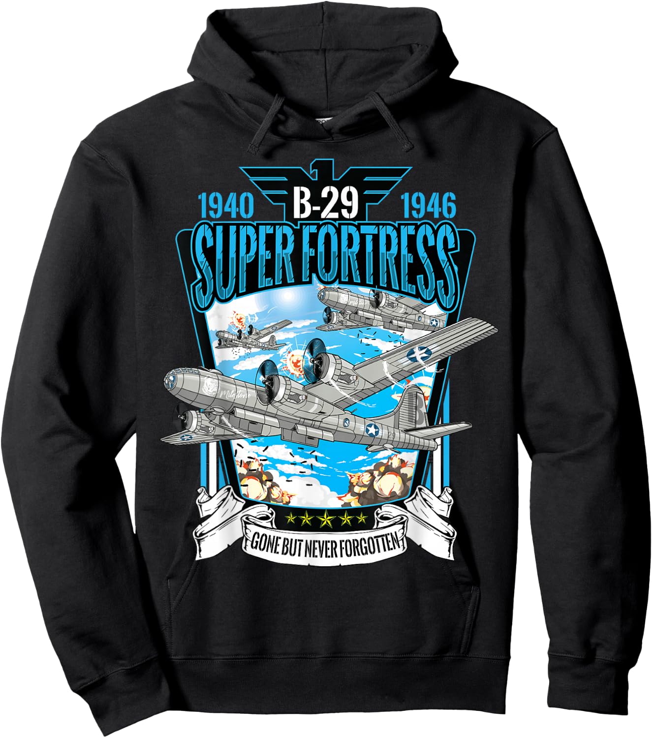 World War II B-29 Superfortress Military Aircraft Hoodie - Hoodie | Black