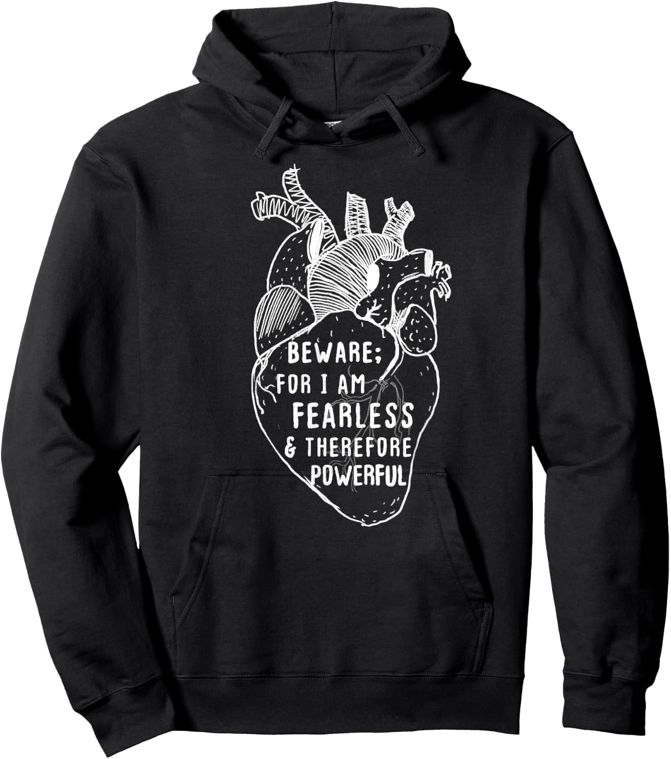 Beware For I Am Fearless & Powerful Frankenstein Quote Heart Hoodie - Hoodie | Black