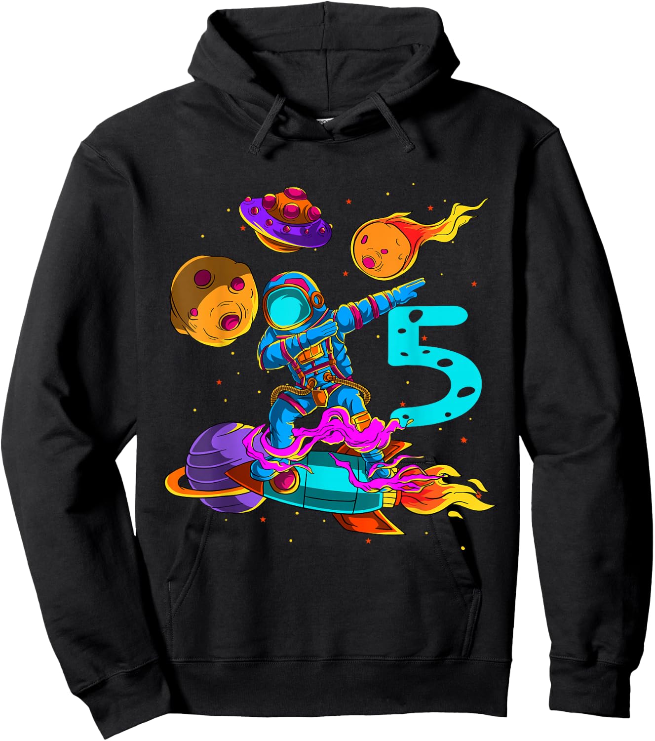 5 years Birthday Boy Astronaut 5th Birthday Boys Astronaut Hoodie - Hoodie | Black