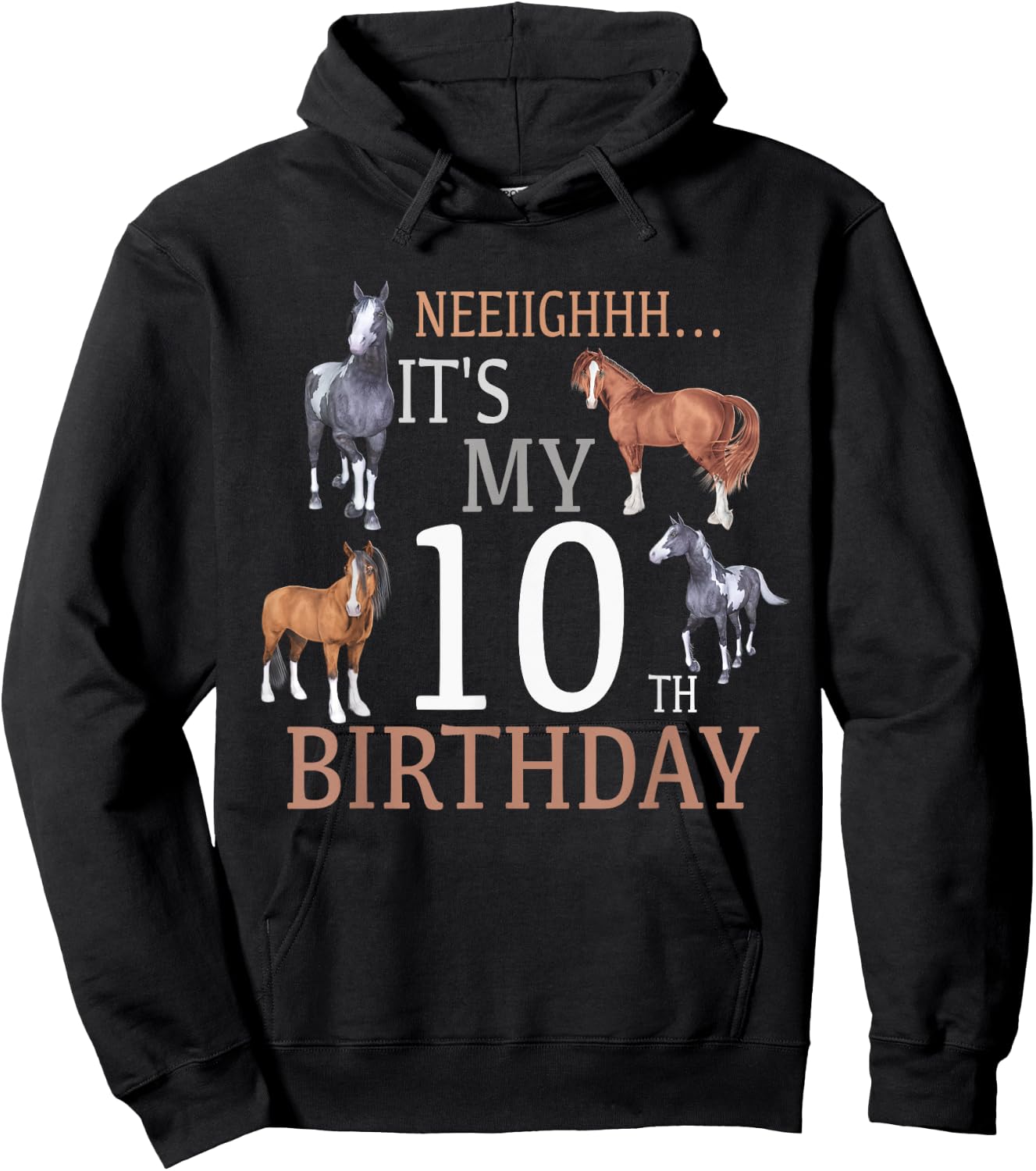 Its My 10th Birthday Shirt Horse Lover 10 Year Old Birthday Hoodie - Hoodie | Black