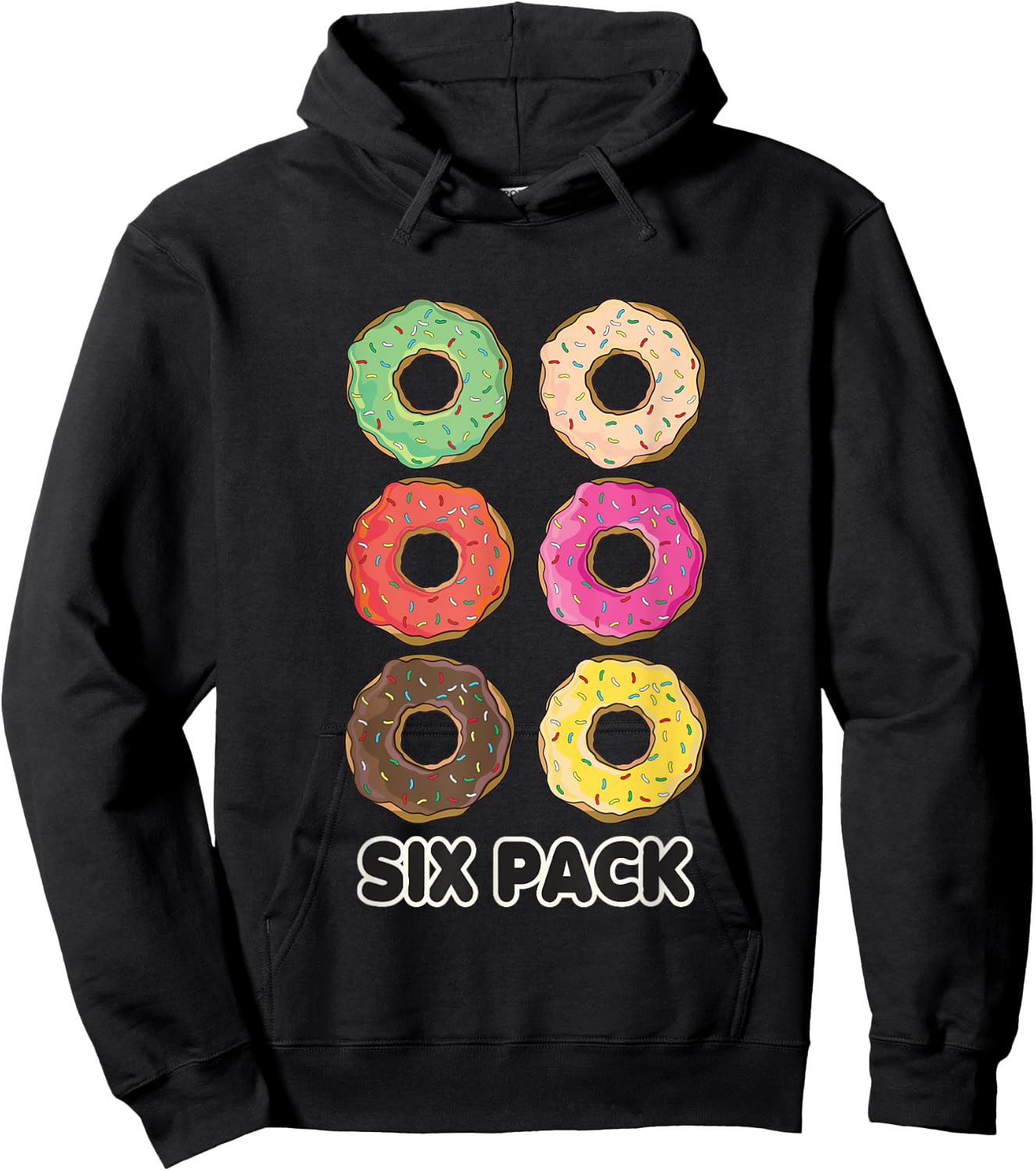 Funny Donut Six Pack Workout Hoodie - Hoodie | Black