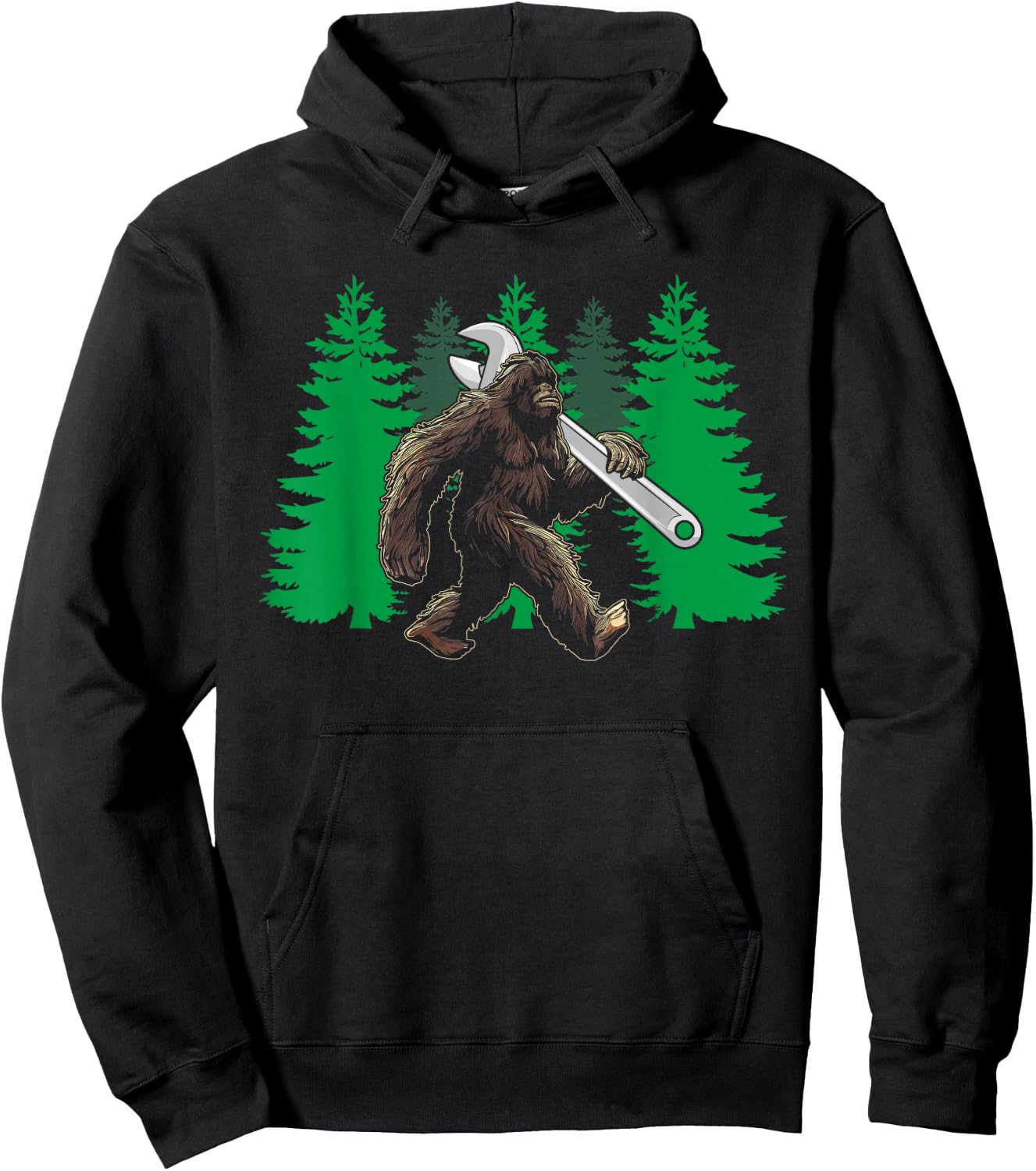 Bigfoot mechanic funny sasquatch wrench mechanic Hoodie - Hoodie | Black
