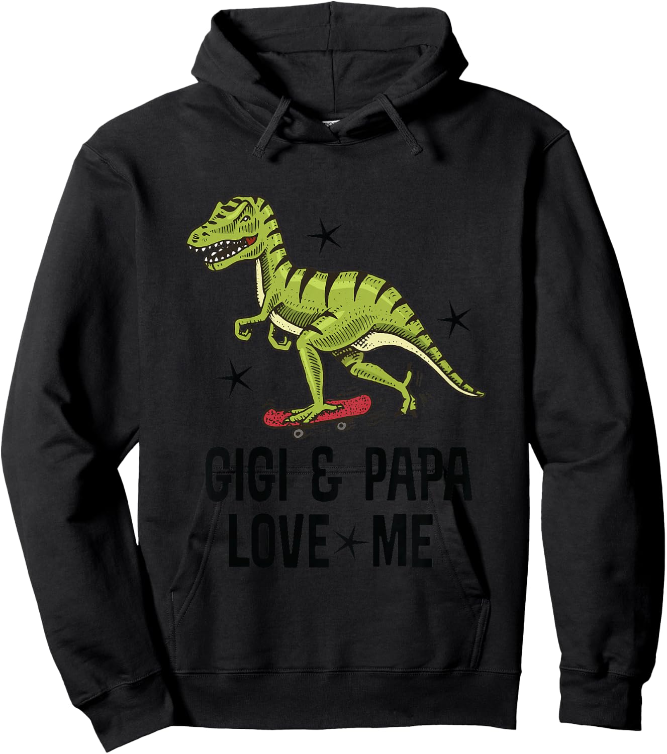 Kids Gigi and Papa Love Me Grandson Dinosaur Hoodie - Hoodie | Black