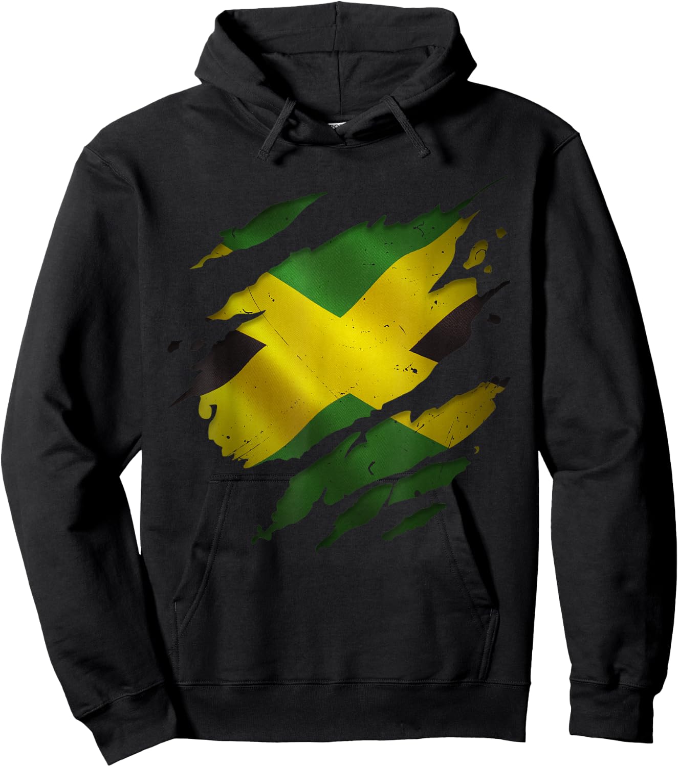 Jamaica Flag Ripped Scratch Heritage Culture Proud Jamaican Hoodie - Hoodie | Black