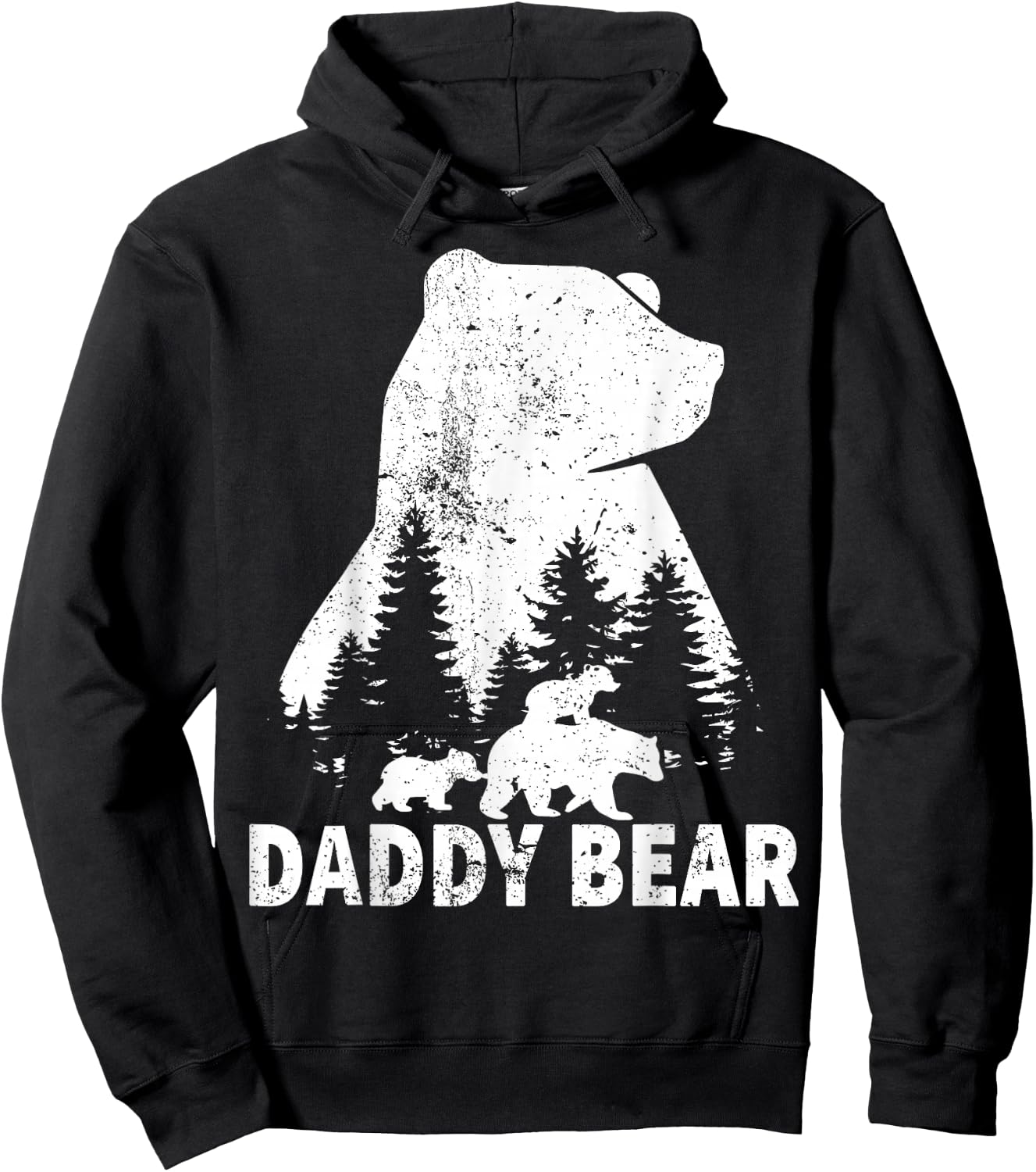 Daddy Bear 2 Cubs Father Day Funny Daddy Bear Twin Dad 2 Kid Hoodie - Hoodie | Black