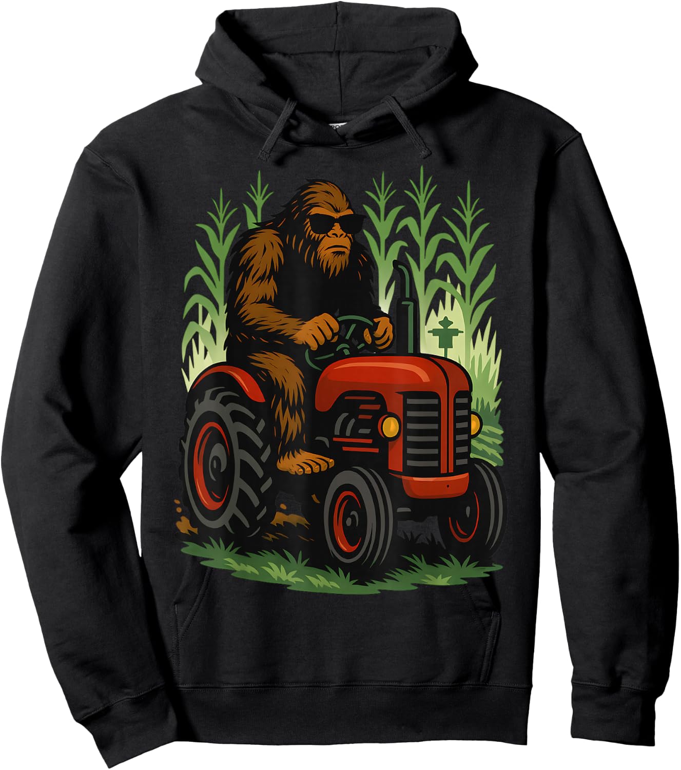 Funny Bigfoot Farmer Tractor Farming Farm Men Boys Hoodie - Hoodie | Black