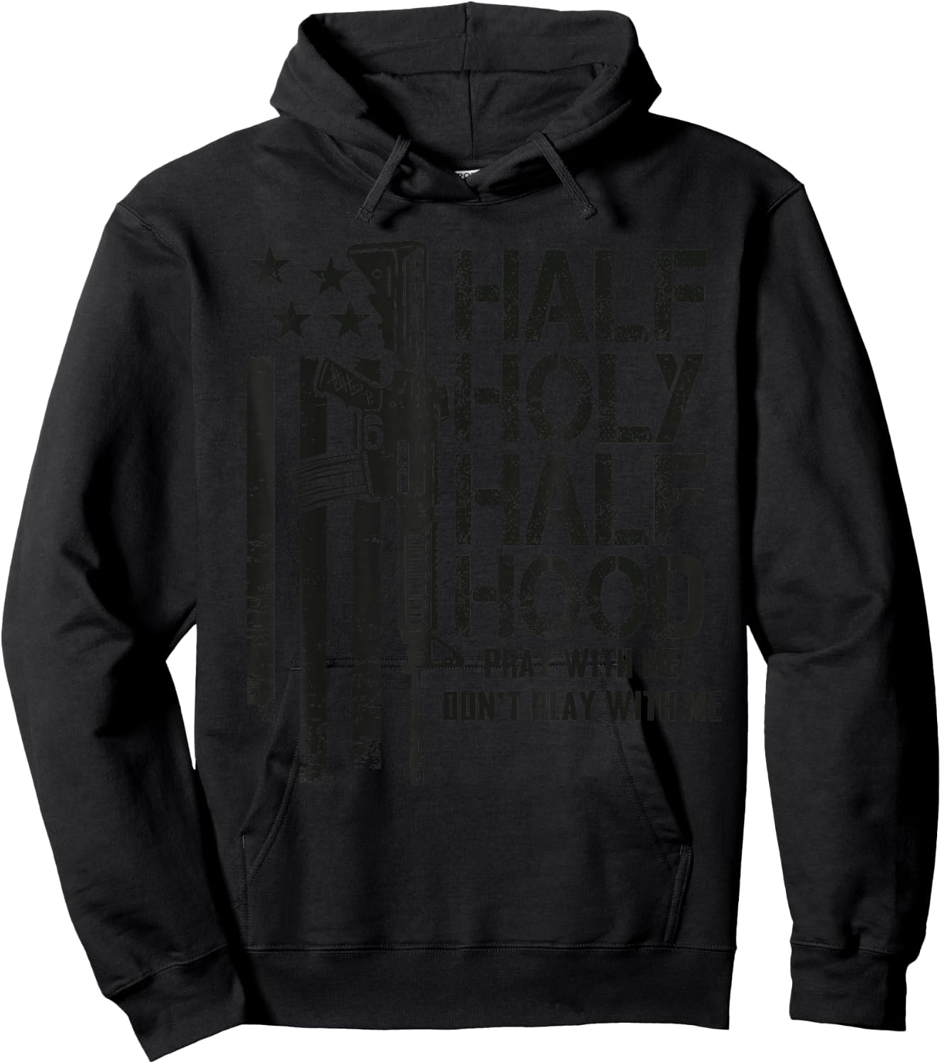 Half Holy Half Hood Pray With Me Don't Play With Me - Olive Hoodie - Hoodie | Black