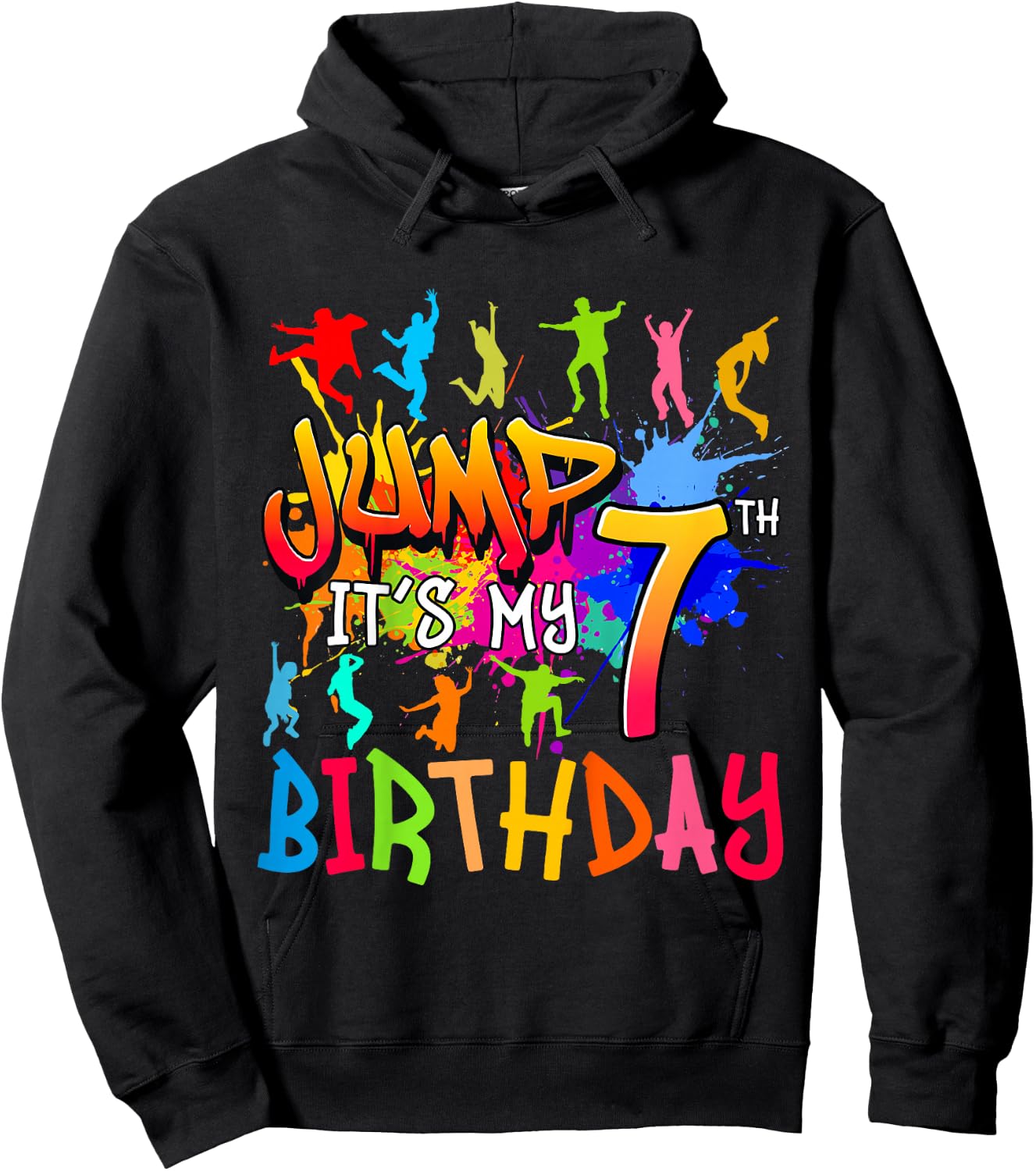Let's Jump It's My 7th Birthday Trampoline Bday Matching Hoodie - Hoodie | Black