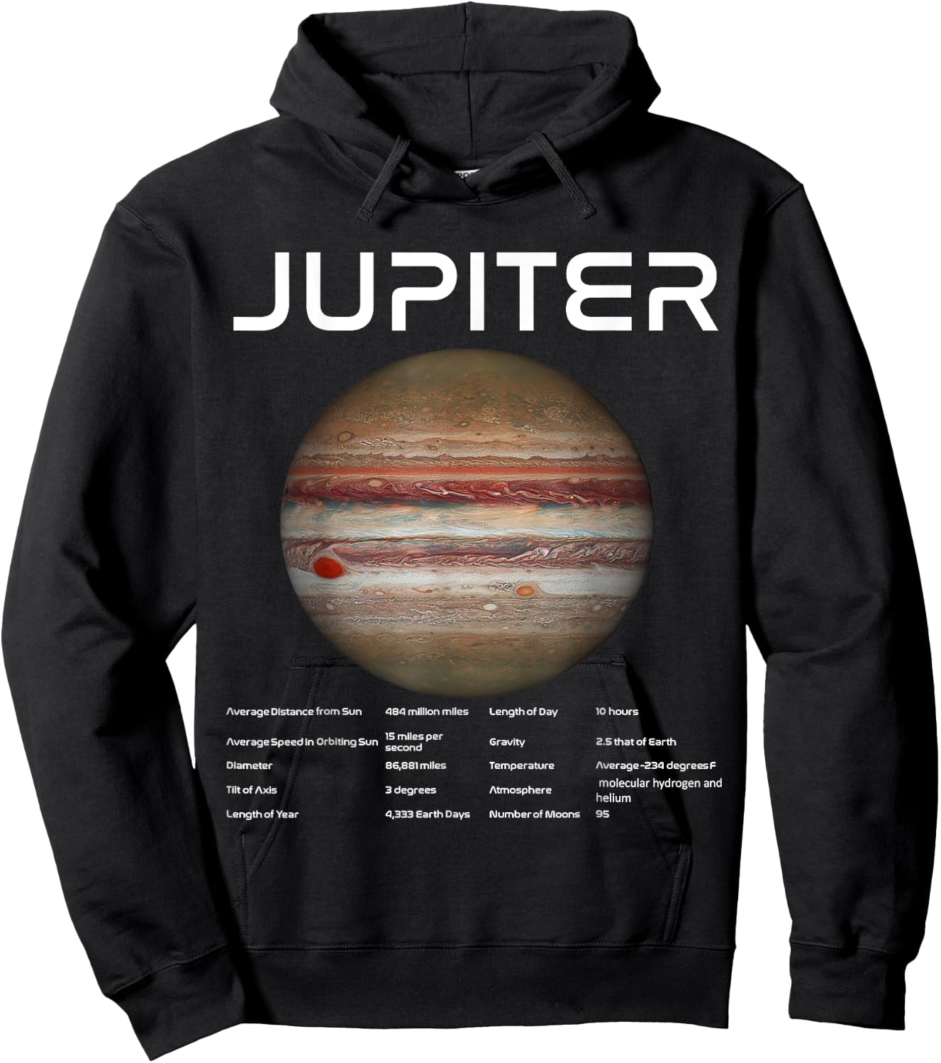 Nerdy Jupiter Astronomy Science Planets Solar System Facts W Hoodie - Hoodie | Black