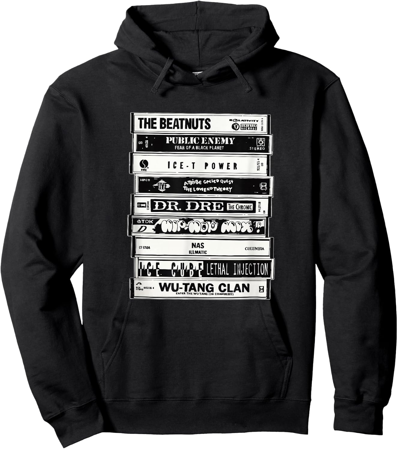 Hip Hop Artists Cassettes Old School Rap Hoodie - Hoodie | Black
