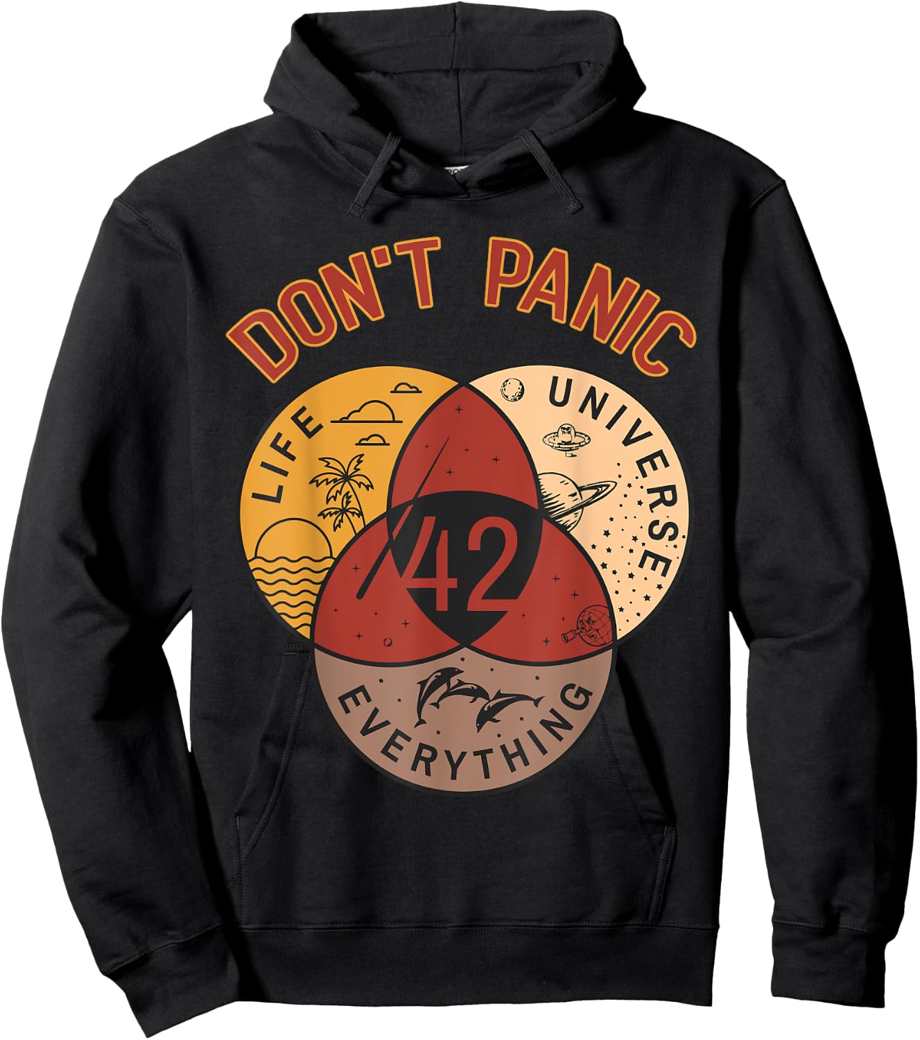 42 Answer to Life The Universe And Everything Don't Panic Hoodie - Hoodie | Black