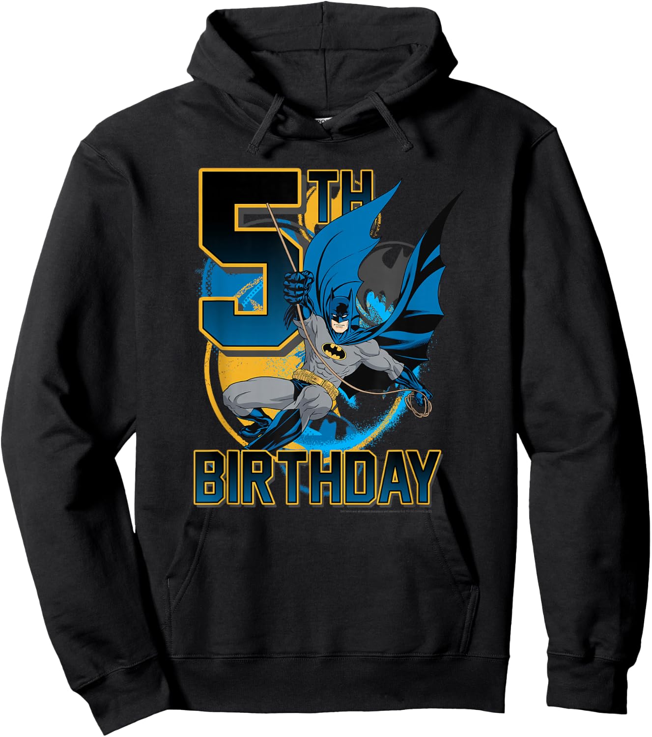 DC Comics Batman 5th Birthday Bat Swing Action Poster Hoodie - Hoodie | Black