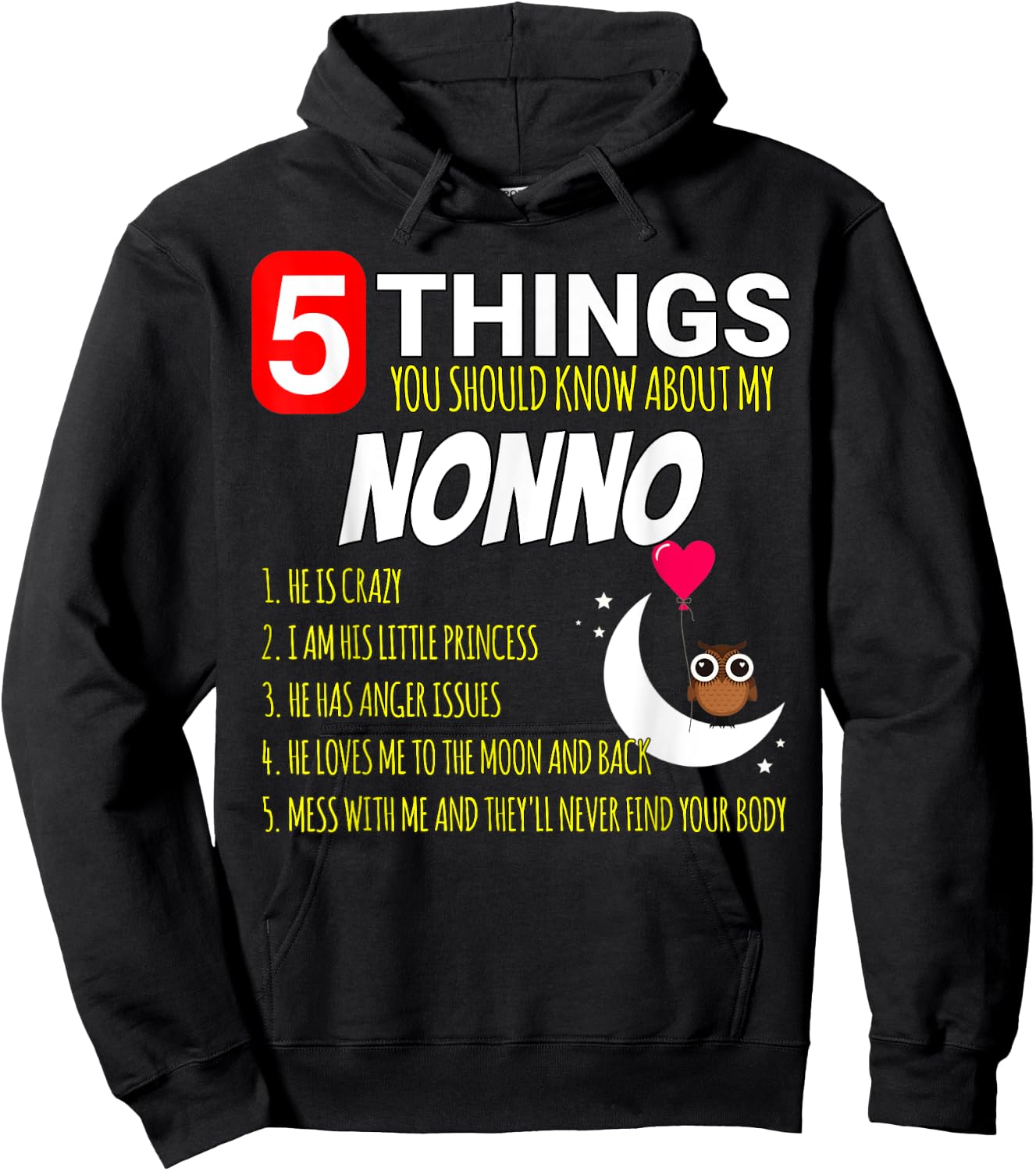 Nonno Proud funny 5 Things you should know about my Grandpa Hoodie - Hoodie | Black