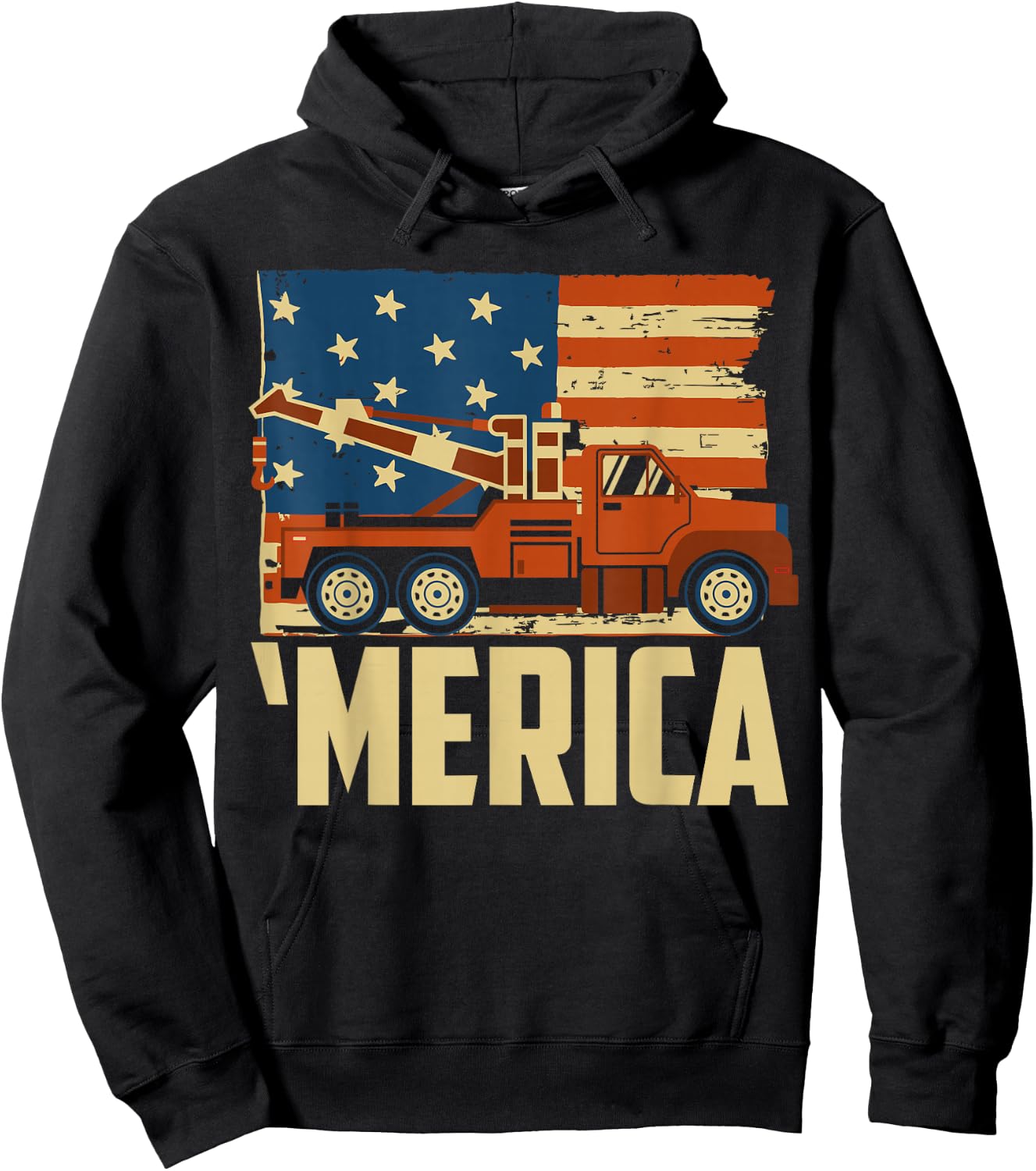 Tow Truck Driver American flag 'Merica Hoodie - Hoodie | Black