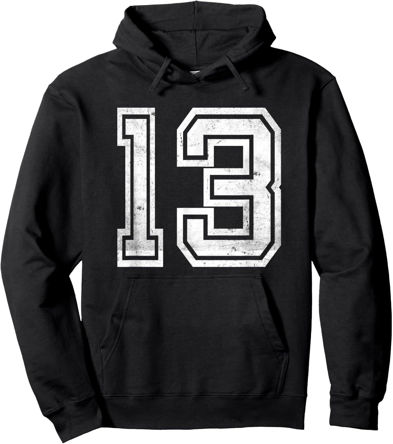 Number #13 Sport Distressed Number Hoodie - Hoodie | Black