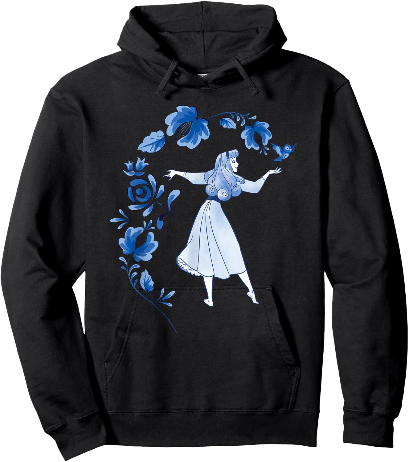 Disney Sleeping Beauty Princess Aurora Blue Flowers Hoodie - Hoodie | Black