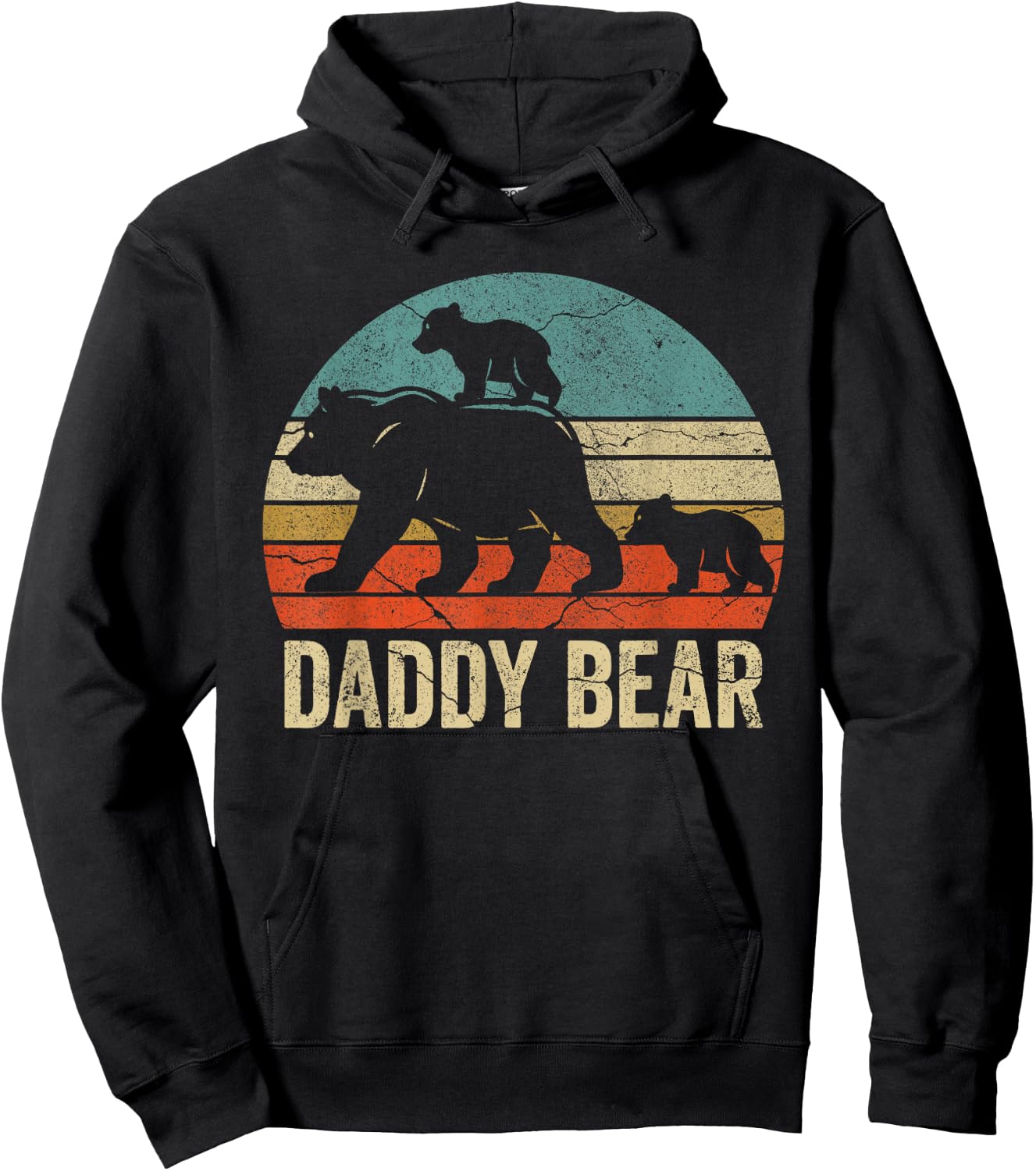 Daddy Bear 2 Cubs Shirt Daddy Bear Twins Dad 2 Kids Hoodie - Hoodie | Black