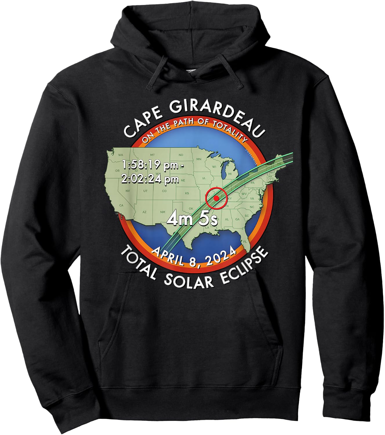 2024 Total Solar Eclipse in Cape Girardeau Missouri :: 27 : Hoodie - Hoodie | Black