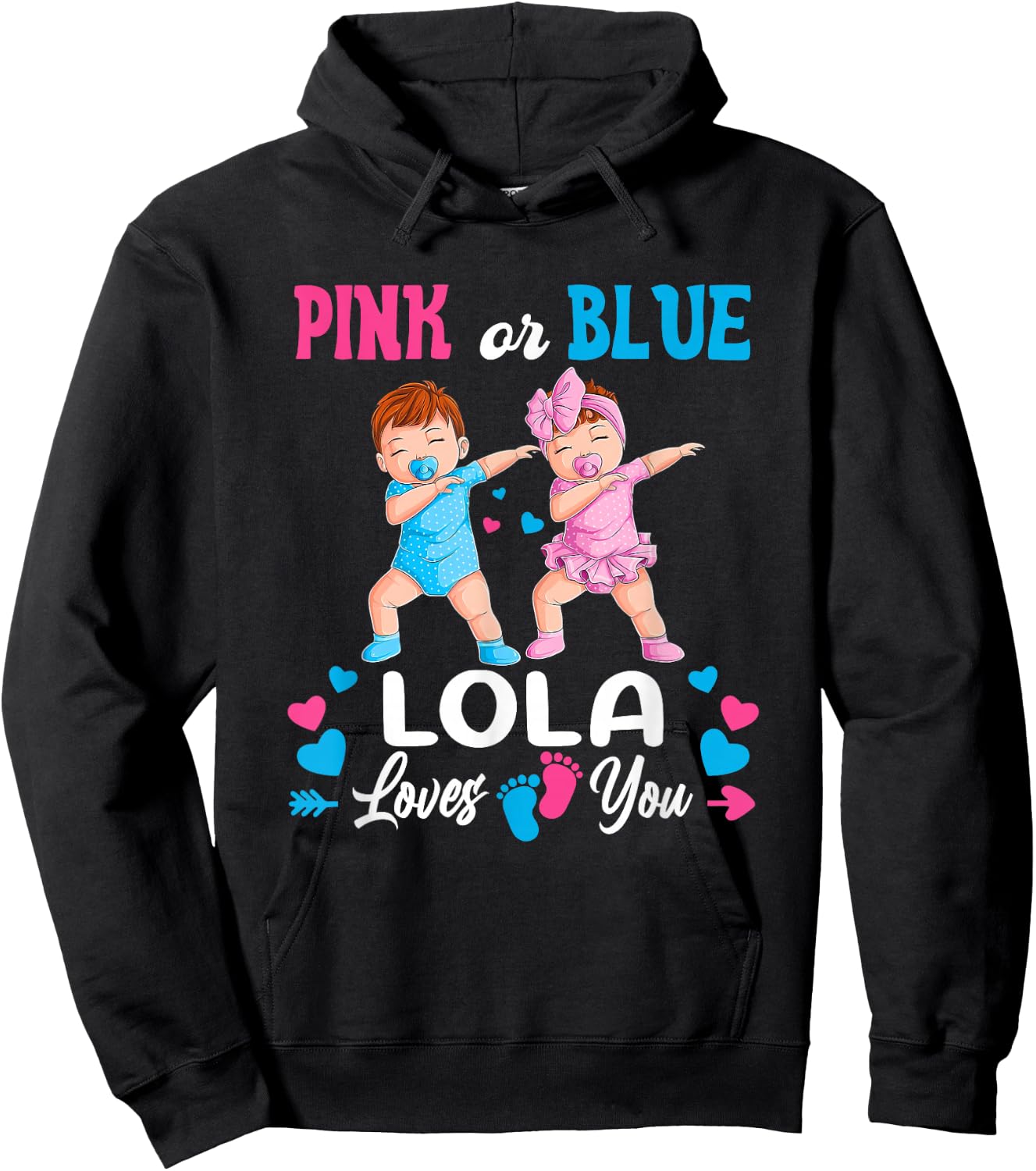 Pink Or Blue Lola Loves You Baby Gender Reveal Party Hoodie - Hoodie | Black