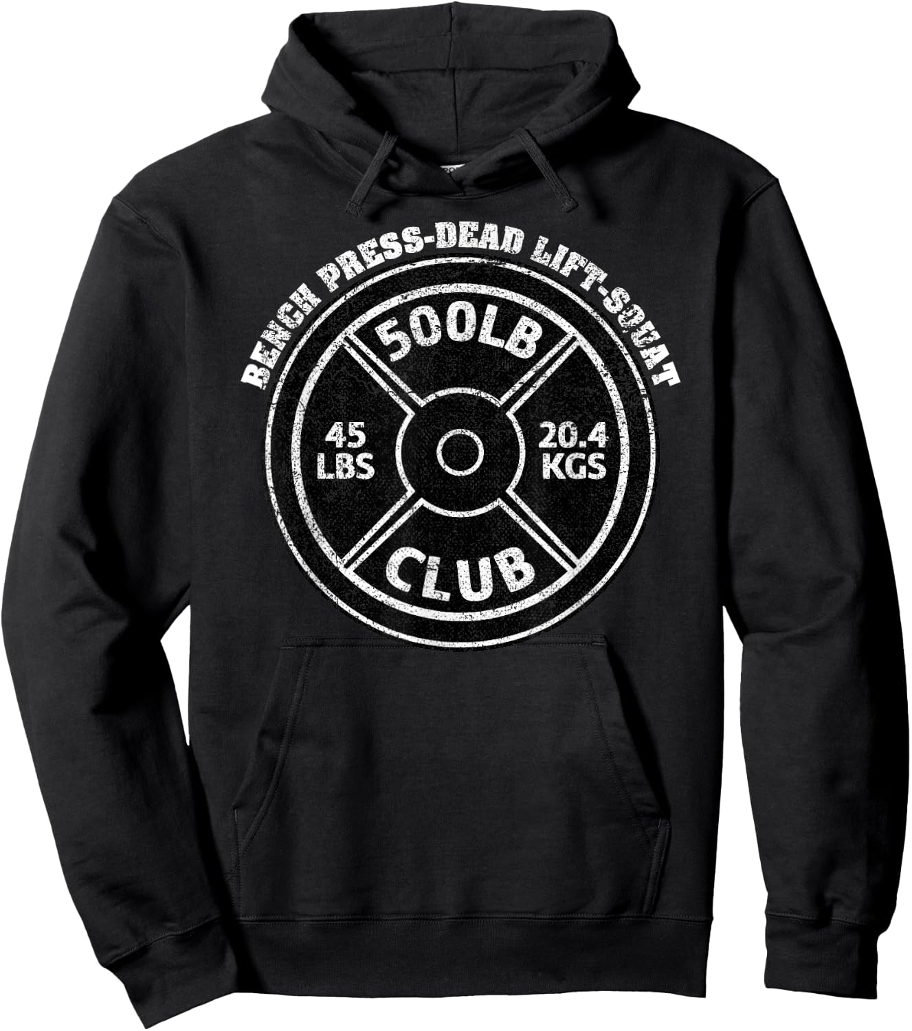 500 Lbs Pound Club Gym Weightlifting Dead Lift Bench Press Hoodie - Hoodie | Black